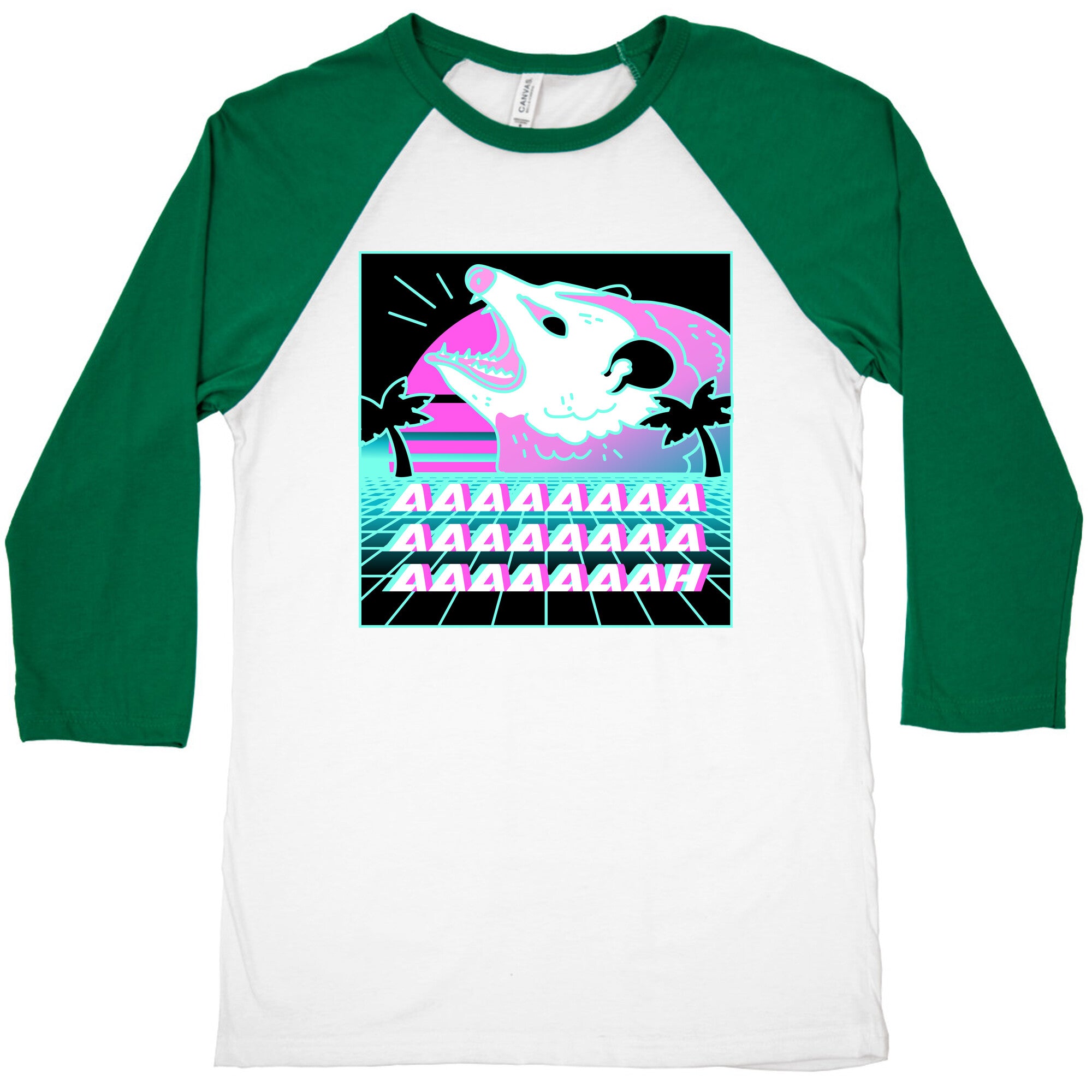Screaming Retrowave Possum Baseball Tee