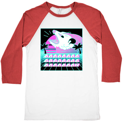 Screaming Retrowave Possum Baseball Tee