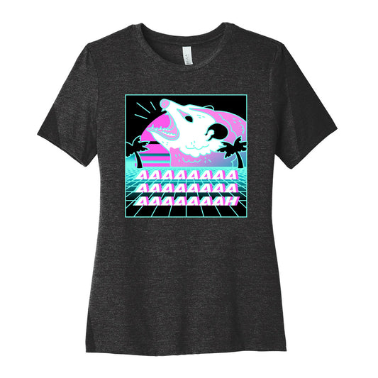 Screaming Retrowave Possum Women's Cotton Tee