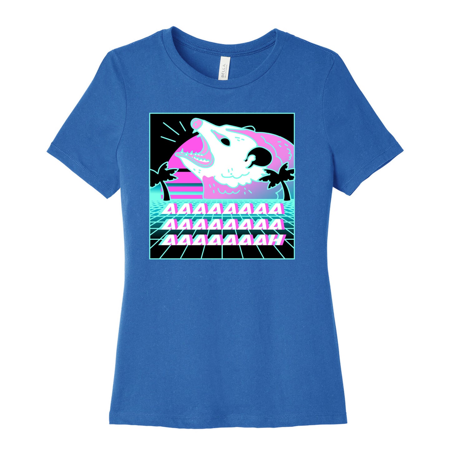 Screaming Retrowave Possum Women's Cotton Tee