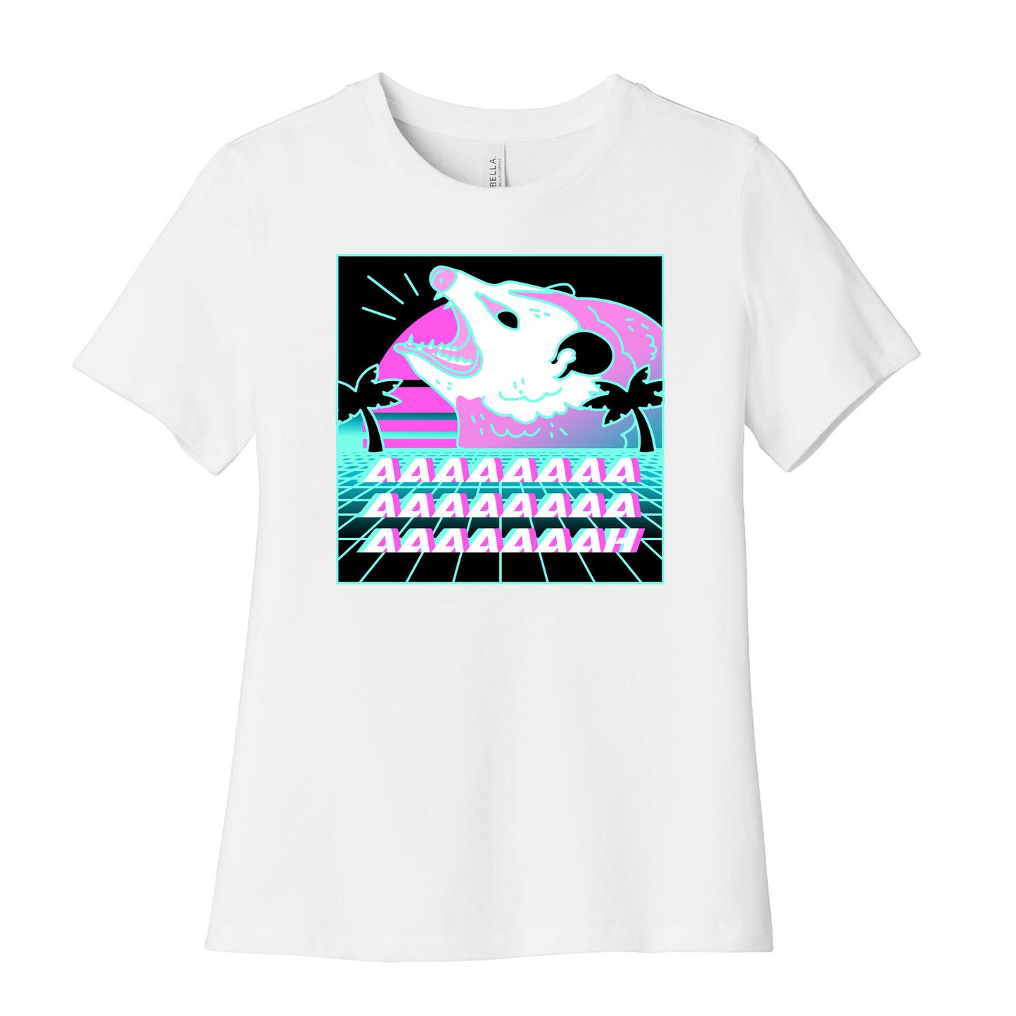 Screaming Retrowave Possum Women's Cotton Tee