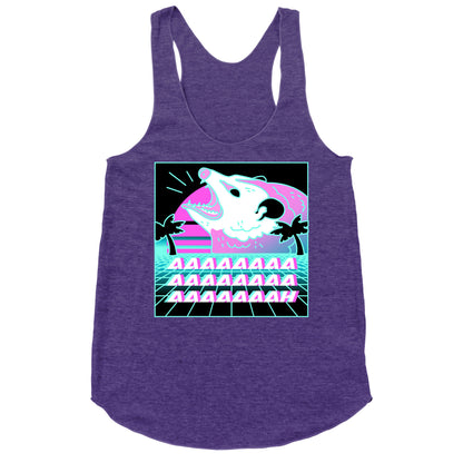 Screaming Retrowave Possum Racerback Tank