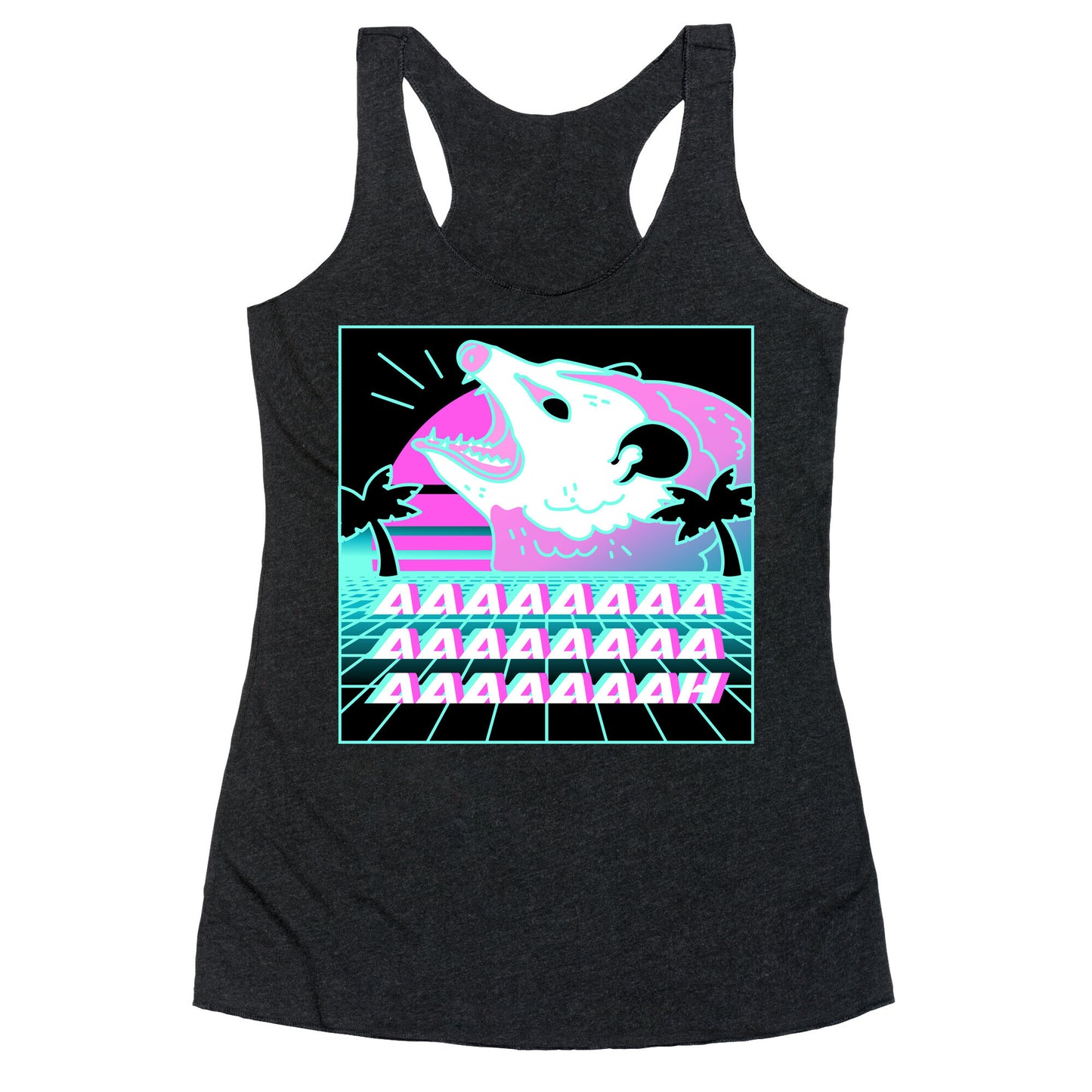 Screaming Retrowave Possum Racerback Tank