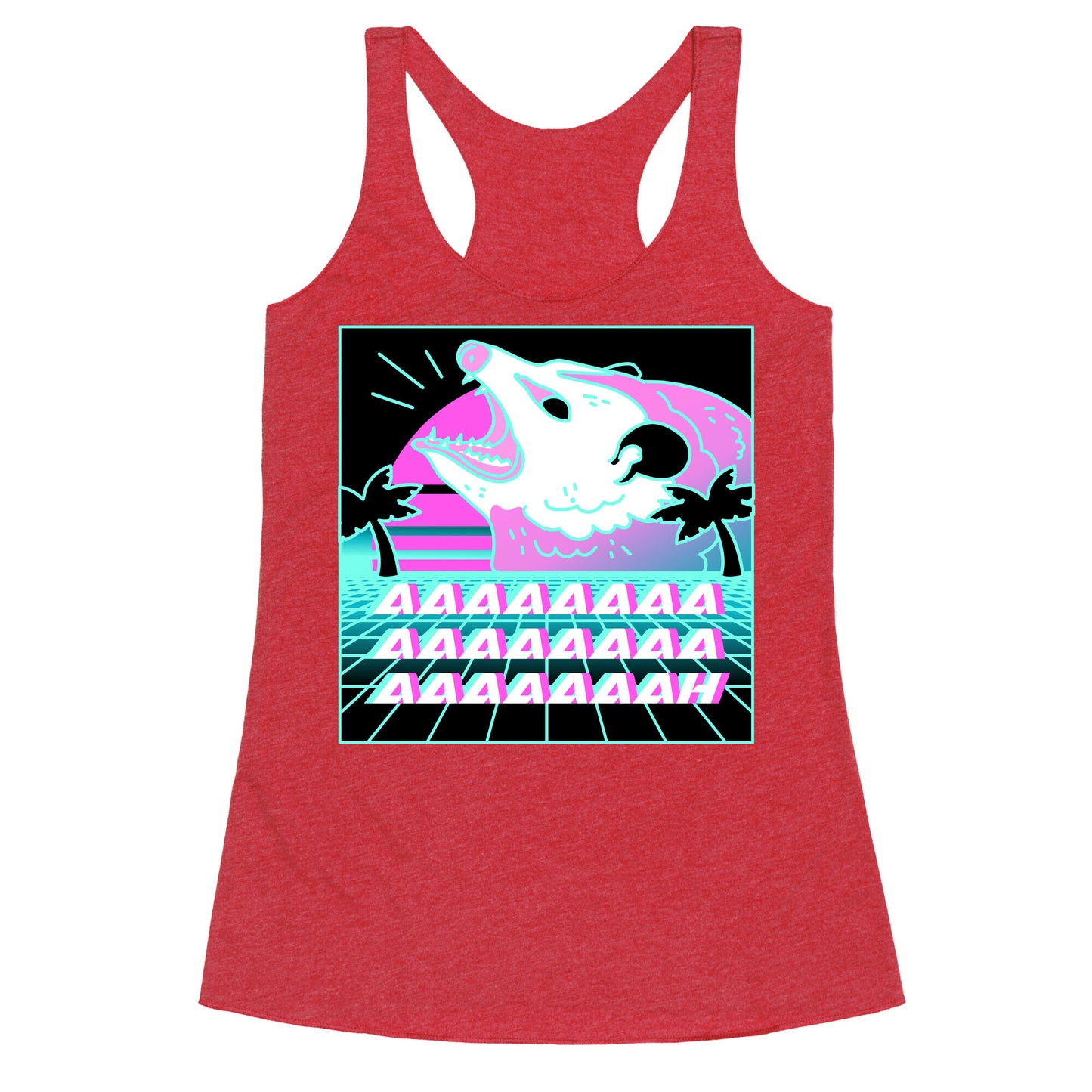 Screaming Retrowave Possum Racerback Tank