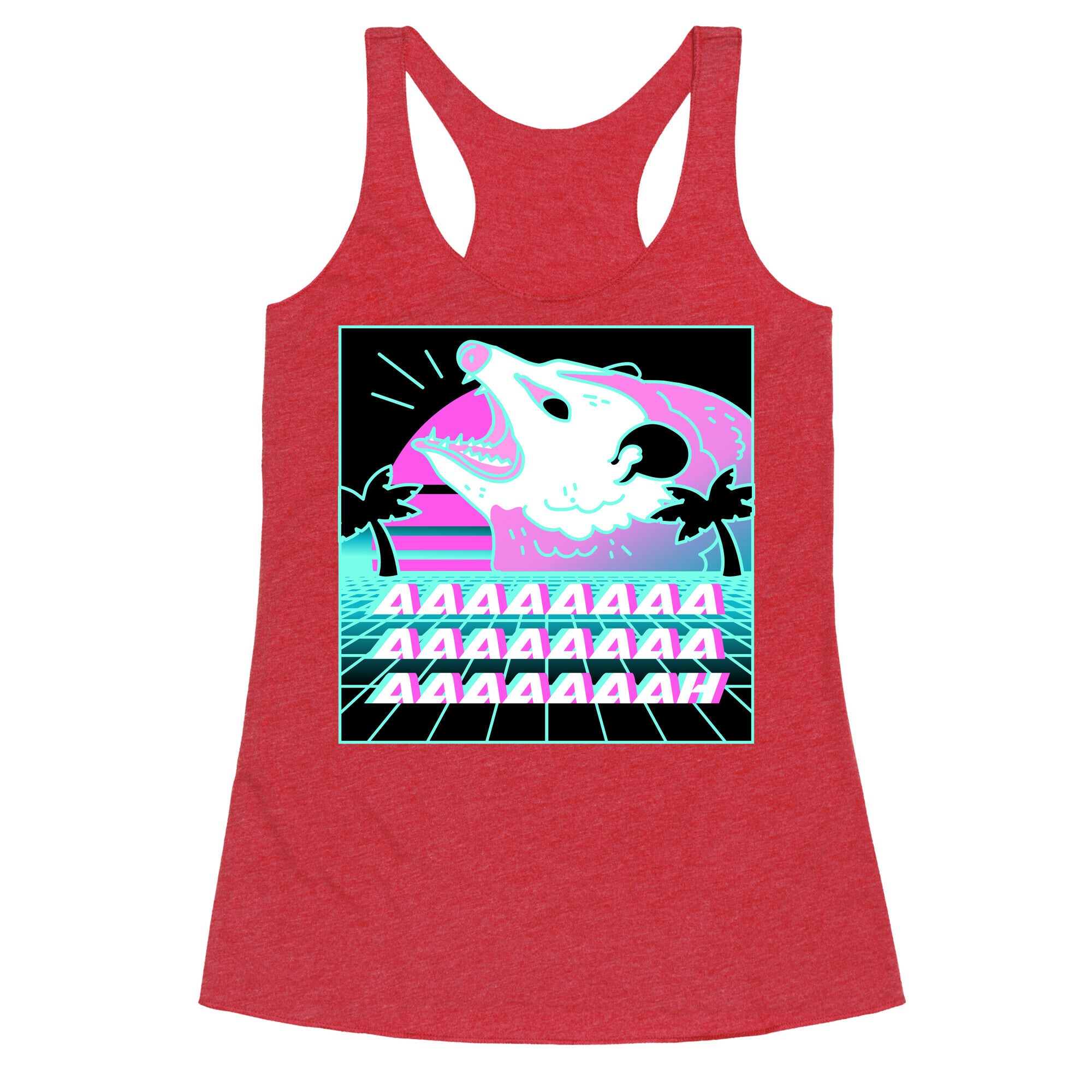 Screaming Retrowave Possum Racerback Tank