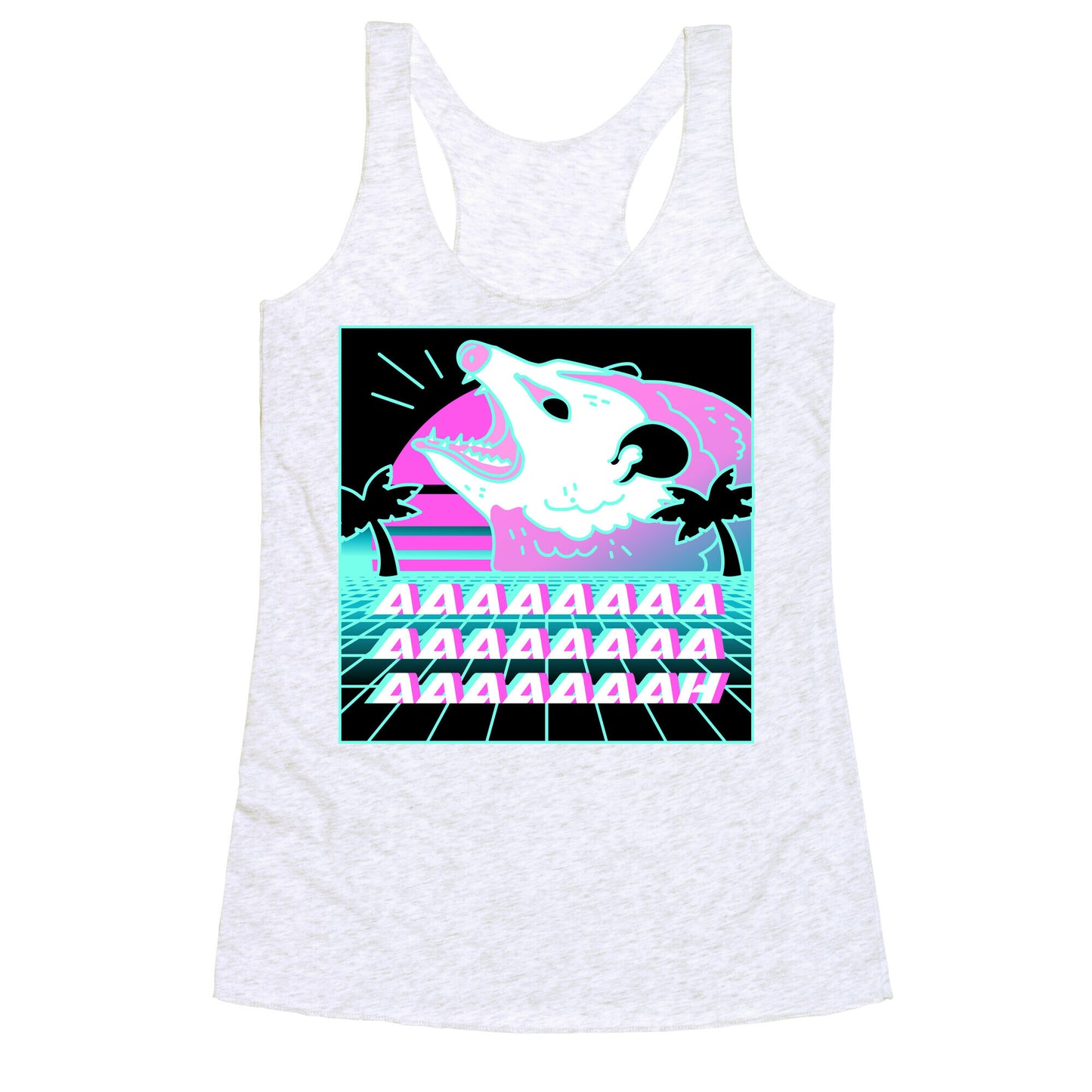 Screaming Retrowave Possum Racerback Tank