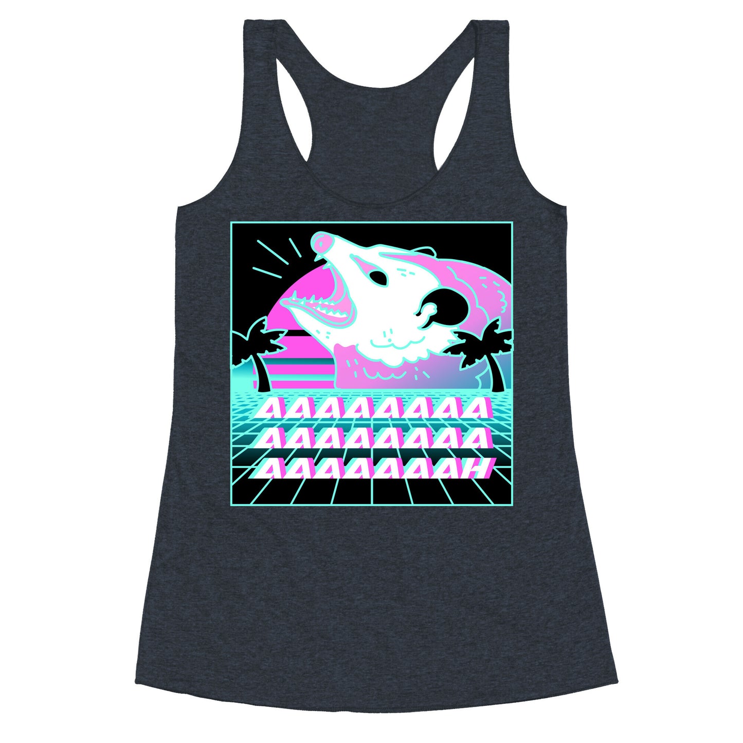 Screaming Retrowave Possum Racerback Tank