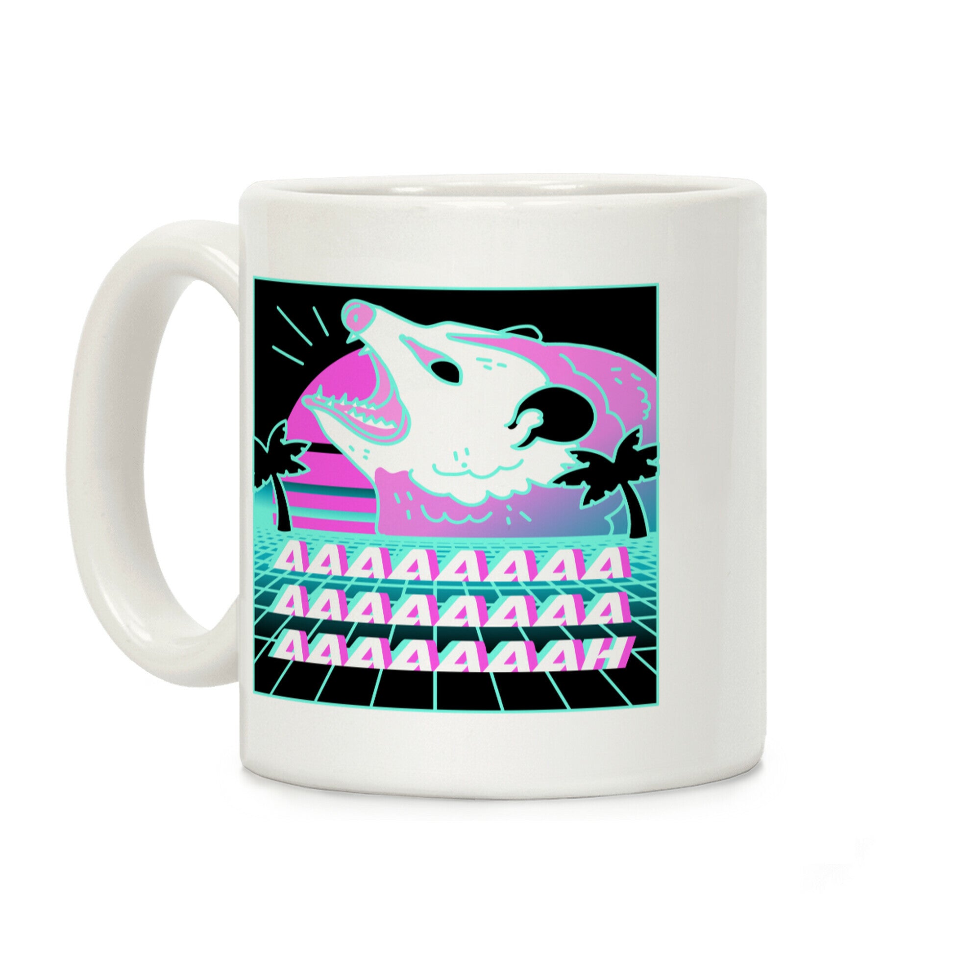Screaming Retrowave Possum Coffee Mug