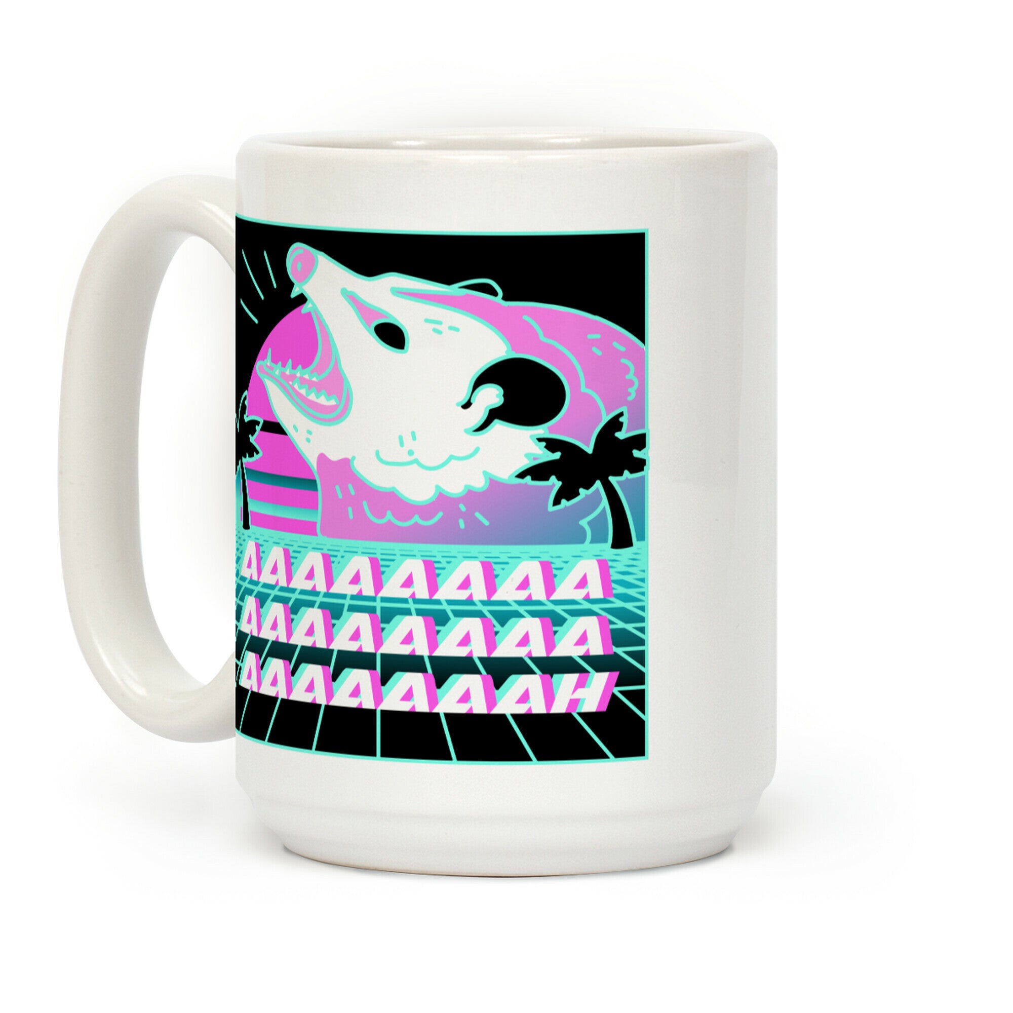 Screaming Retrowave Possum Coffee Mug
