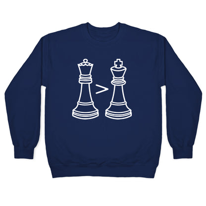 Queen Takes King White Print Crewneck Sweatshirt