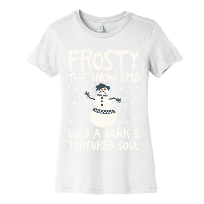 Frosty The Snow Emo Parody White Print Women's Cotton Tee