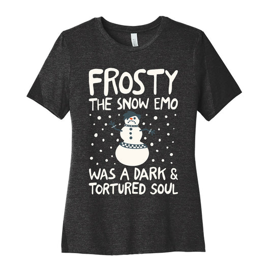 Frosty The Snow Emo Parody White Print Women's Cotton Tee