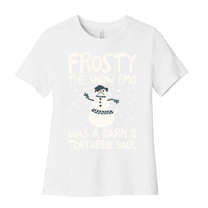 Frosty The Snow Emo Parody White Print Women's Cotton Tee