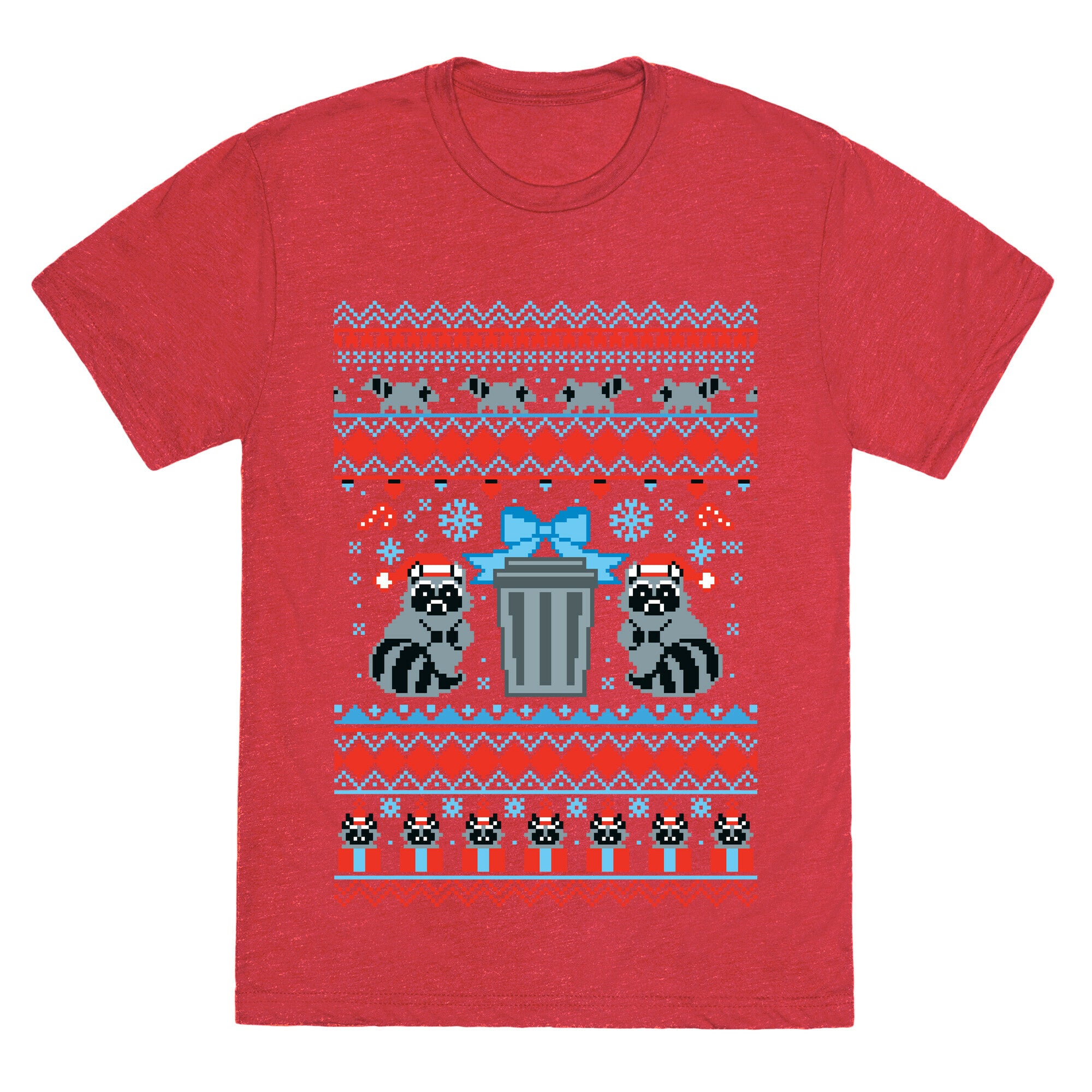 Raccoon Ugly Christmas Sweater Unisex Triblend Tee
