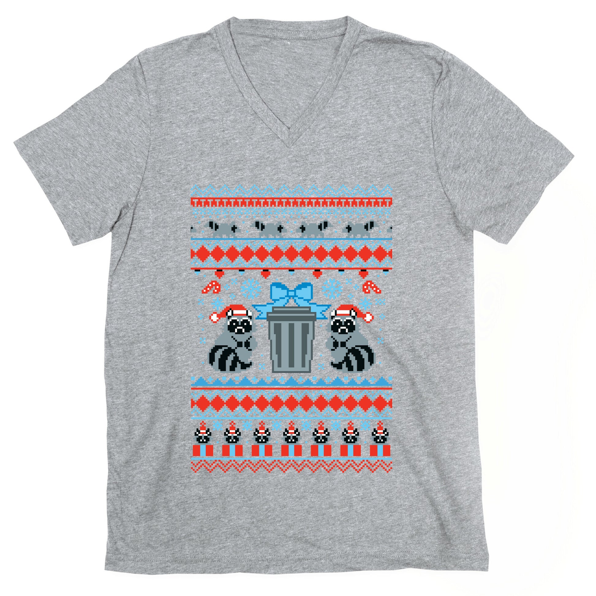 Raccoon Ugly Christmas Sweater V-Neck