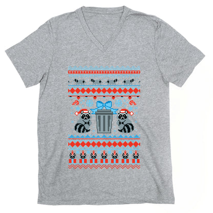 Raccoon Ugly Christmas Sweater V-Neck
