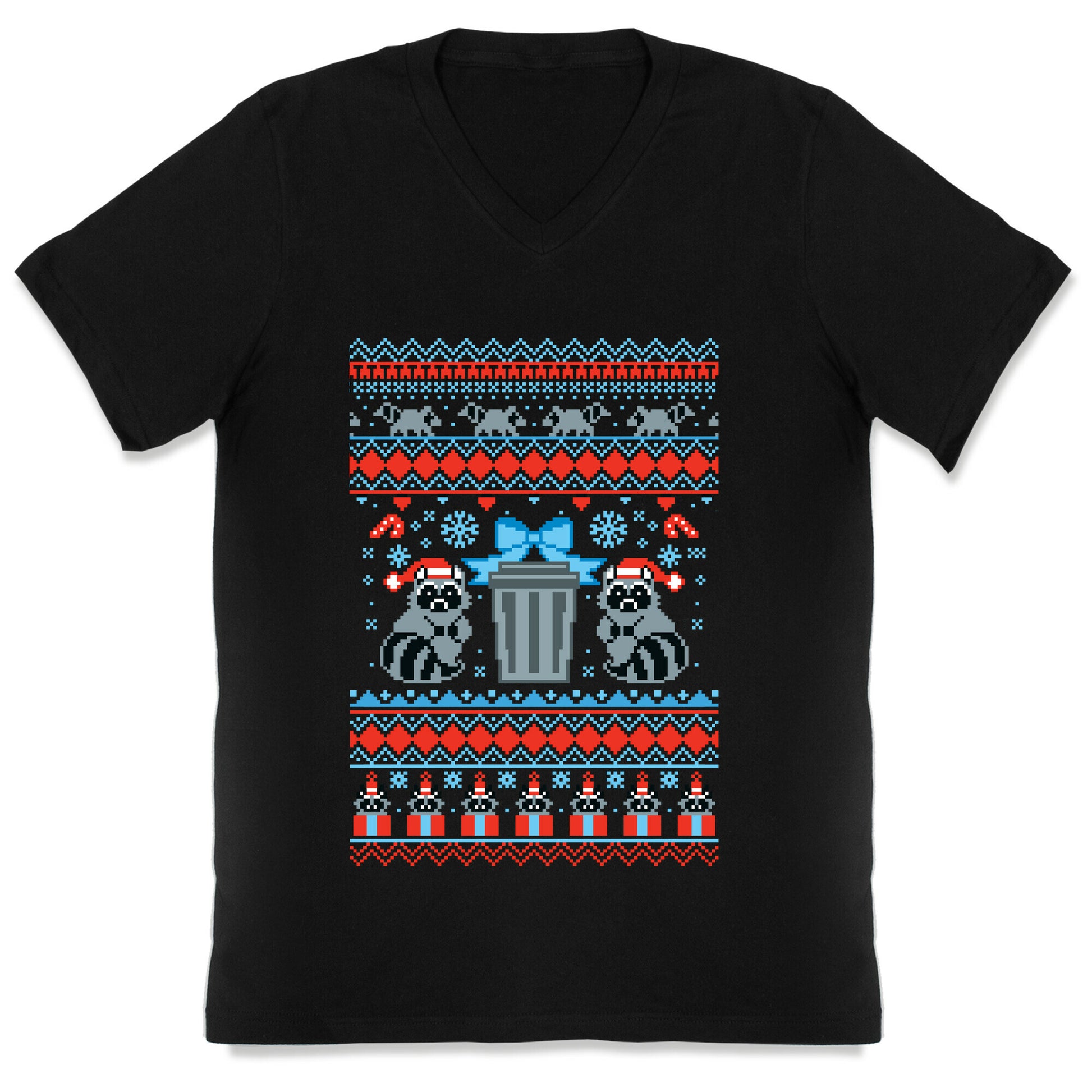 Raccoon Ugly Christmas Sweater V-Neck