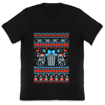 Raccoon Ugly Christmas Sweater V-Neck