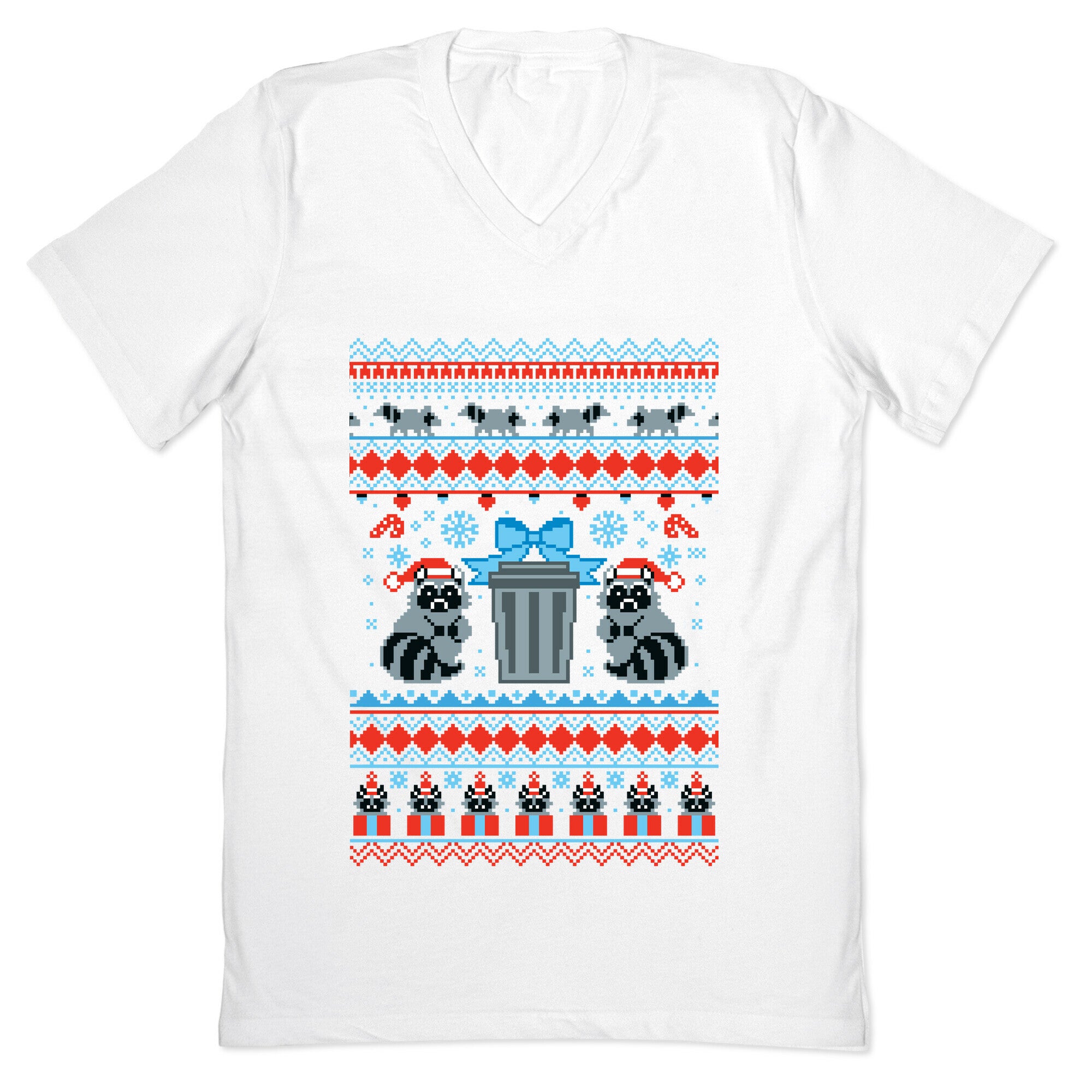 Raccoon Ugly Christmas Sweater V-Neck