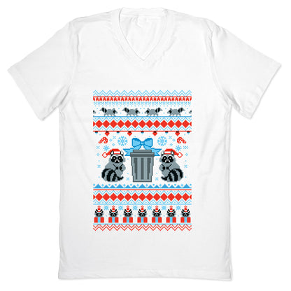 Raccoon Ugly Christmas Sweater V-Neck