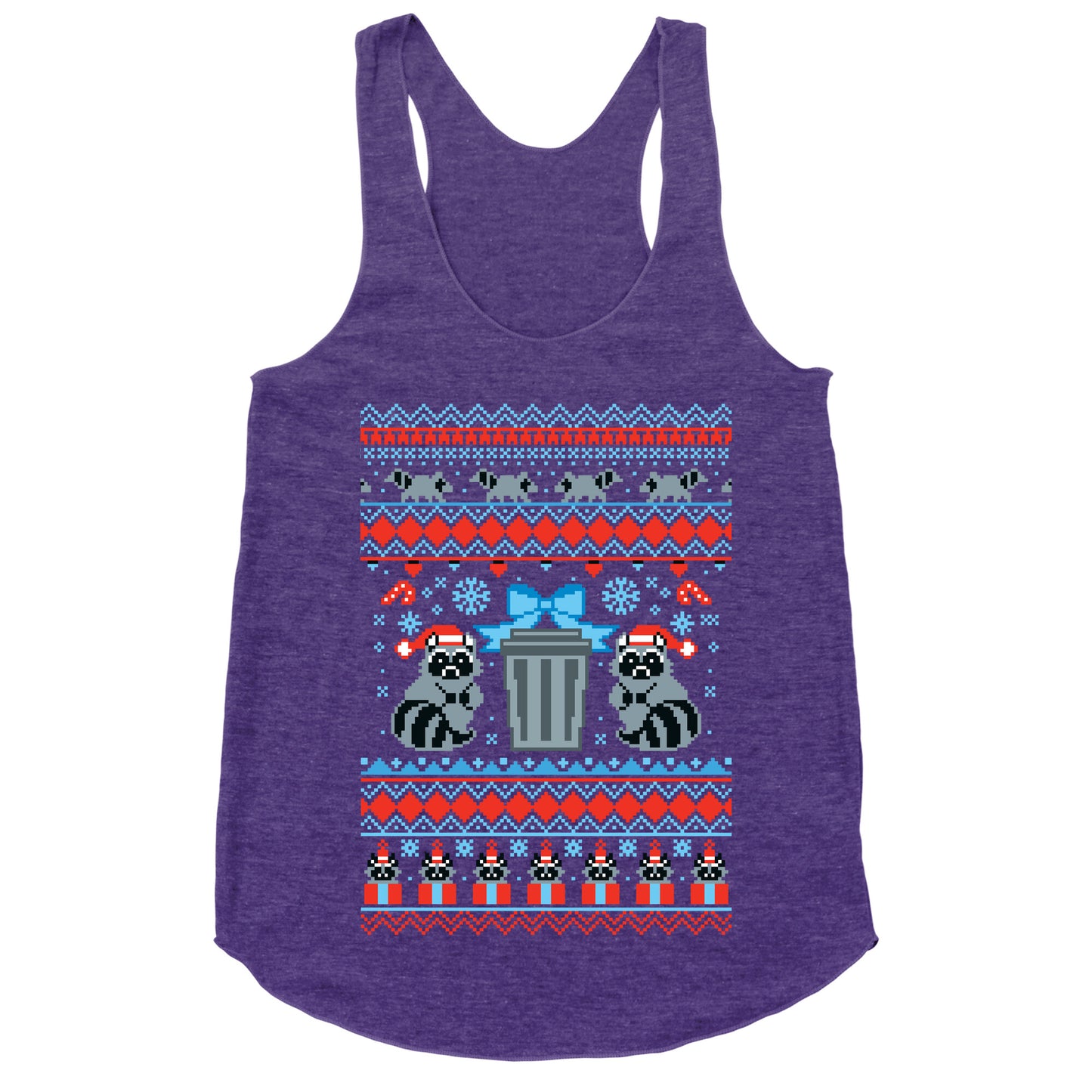 Raccoon Ugly Christmas Sweater Racerback Tank
