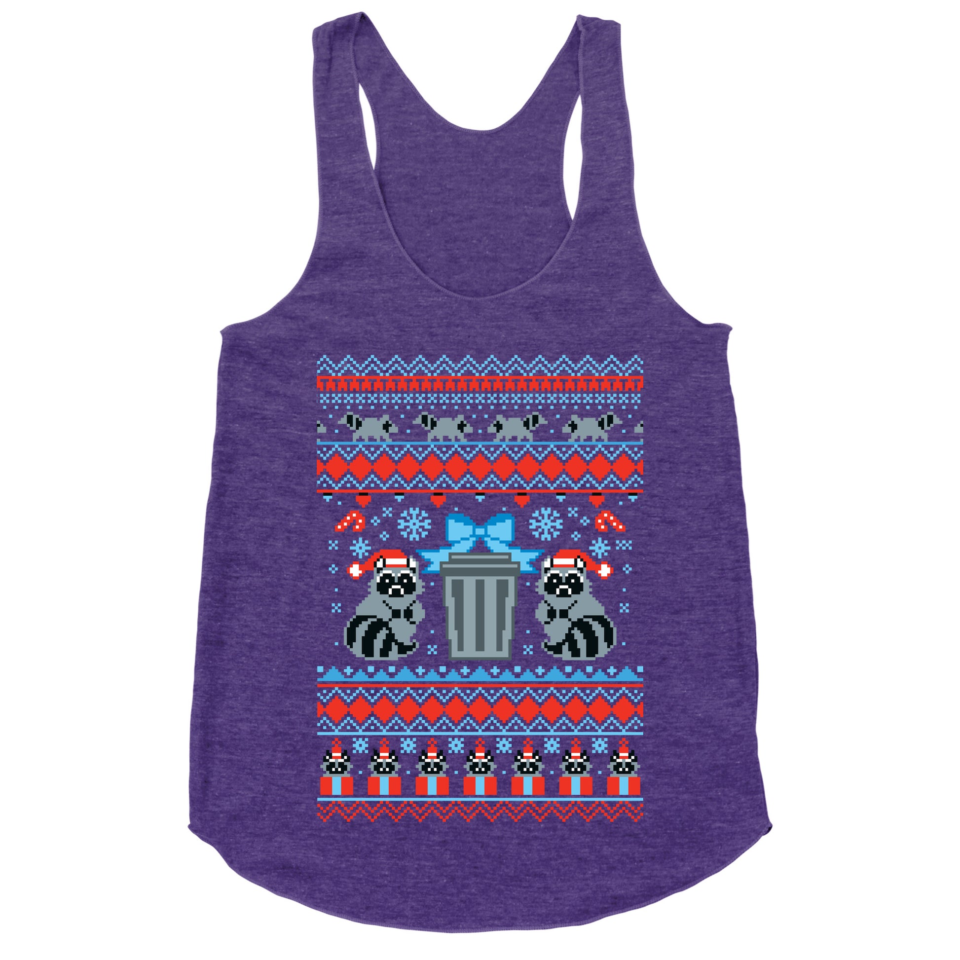 Raccoon Ugly Christmas Sweater Racerback Tank