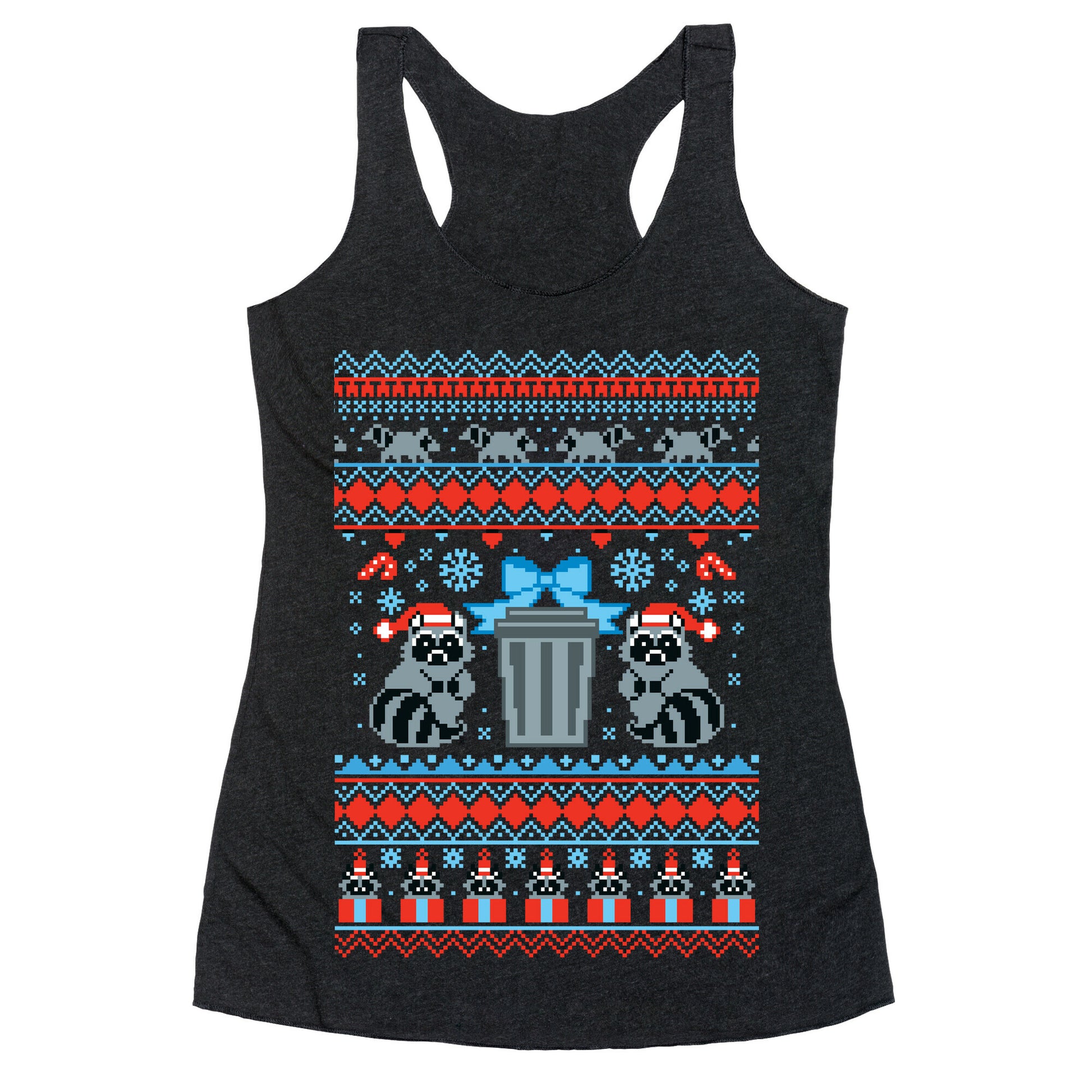 Raccoon Ugly Christmas Sweater Racerback Tank