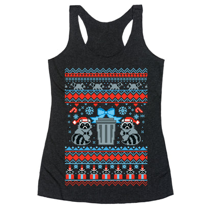 Raccoon Ugly Christmas Sweater Racerback Tank