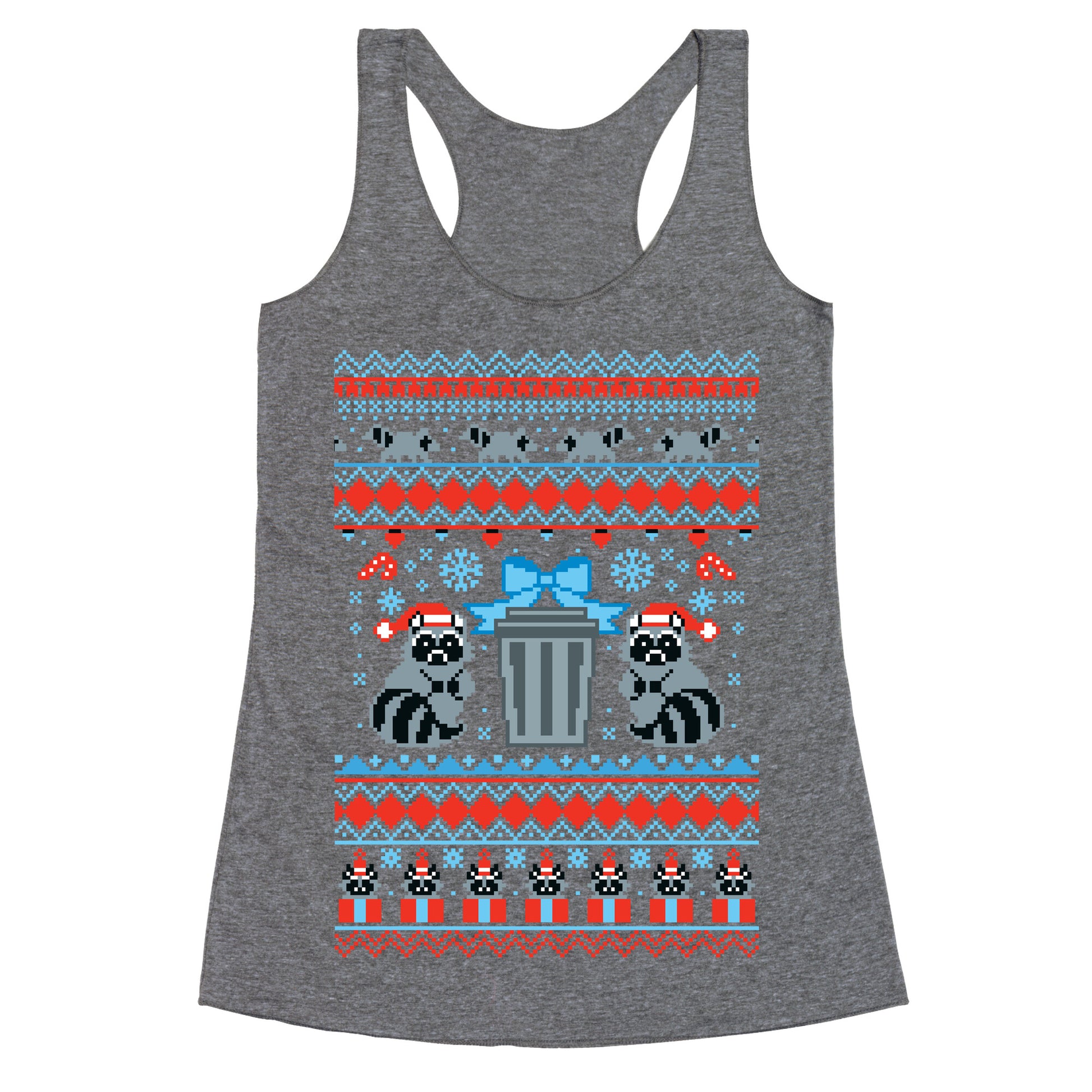 Raccoon Ugly Christmas Sweater Racerback Tank