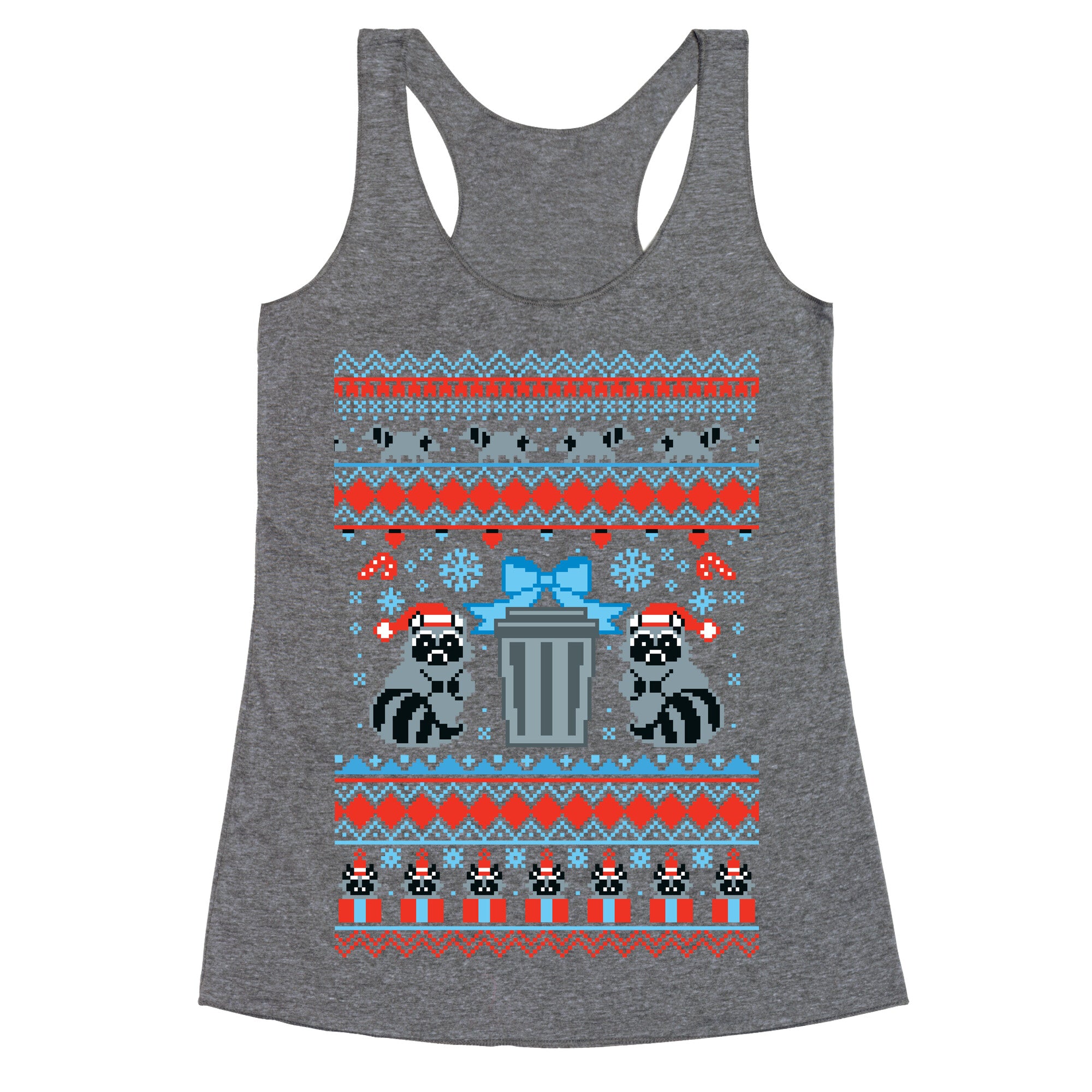 Raccoon Ugly Christmas Sweater Racerback Tank