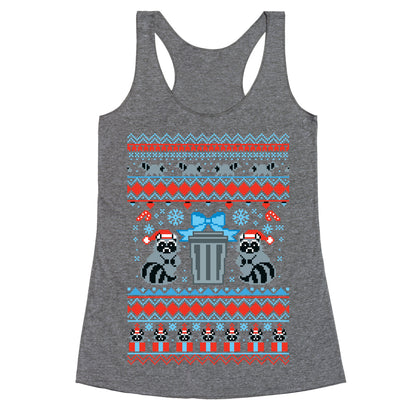Raccoon Ugly Christmas Sweater Racerback Tank