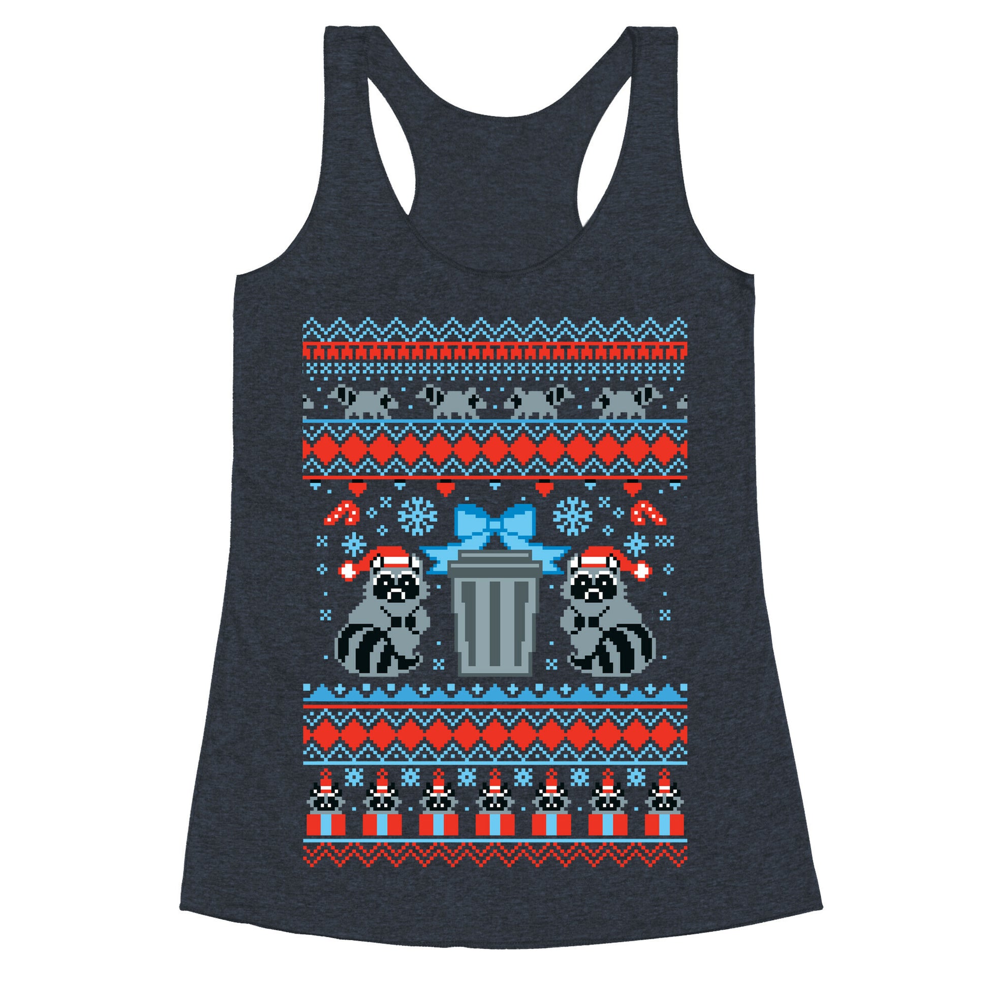 Raccoon Ugly Christmas Sweater Racerback Tank