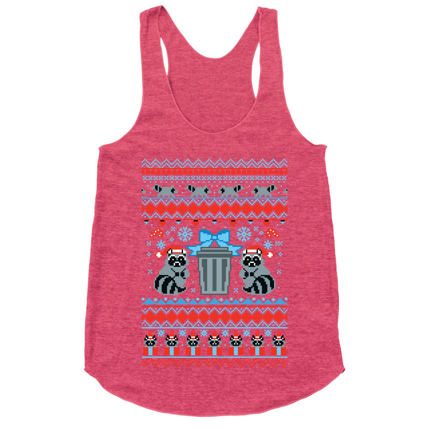 Raccoon Ugly Christmas Sweater Racerback Tank