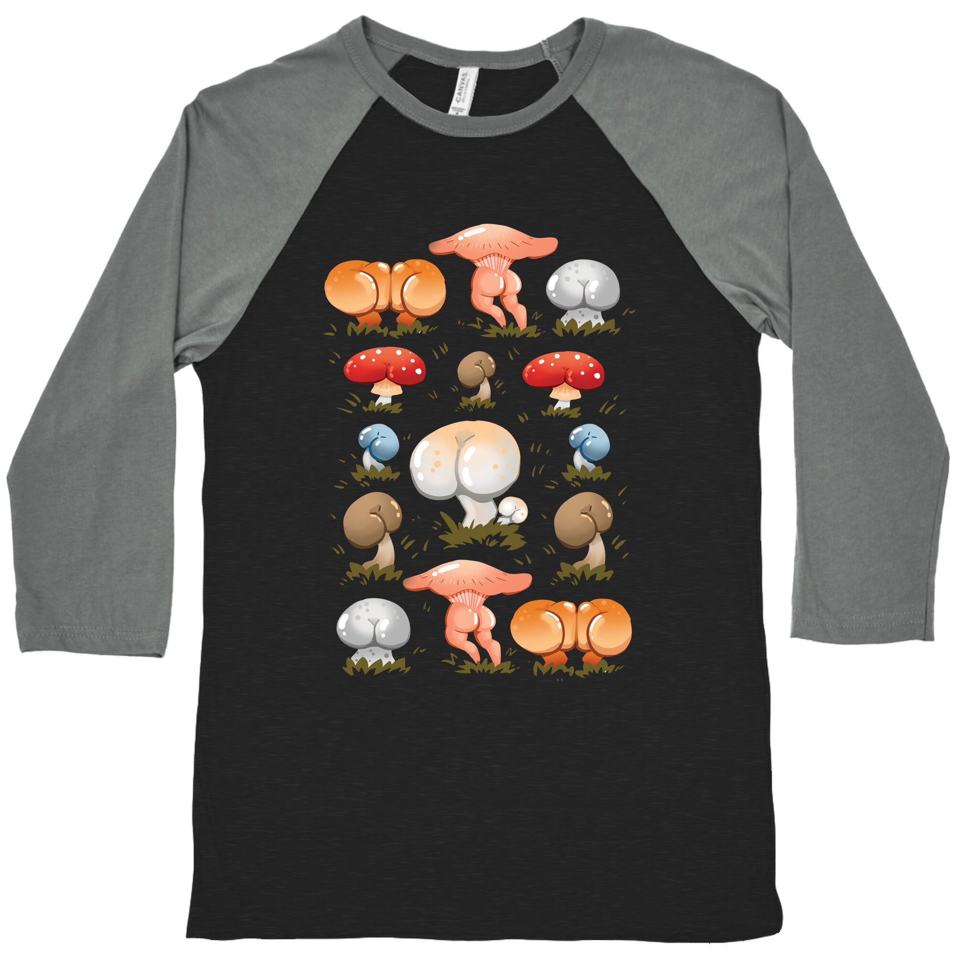 Butt Mushroom Pattern Baseball Tee