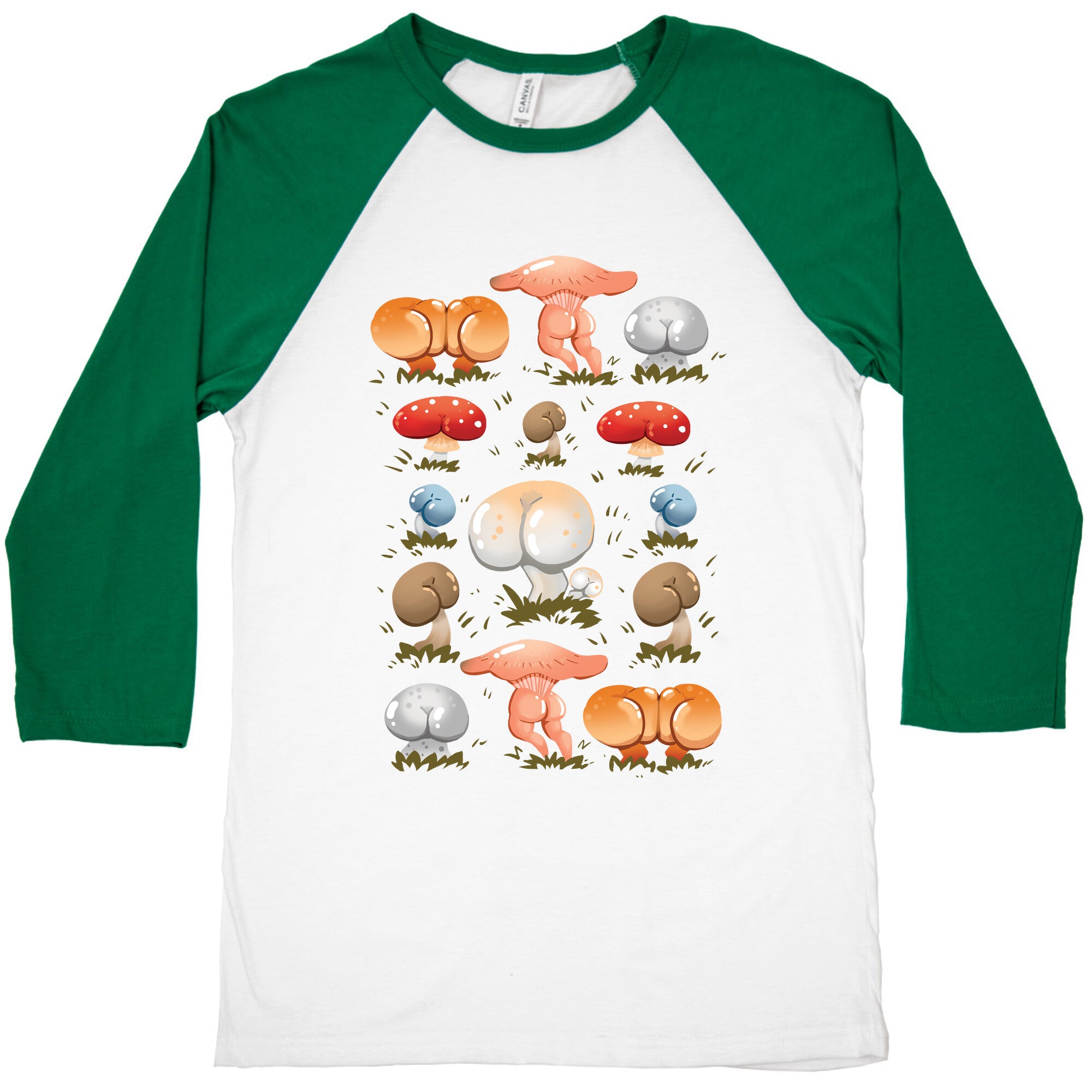 Butt Mushroom Pattern Baseball Tee