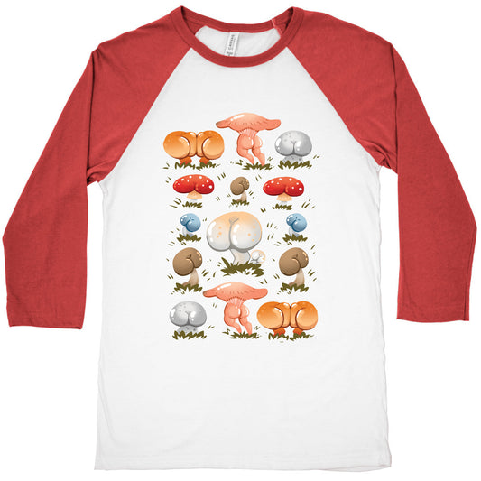 Butt Mushroom Pattern Baseball Tee