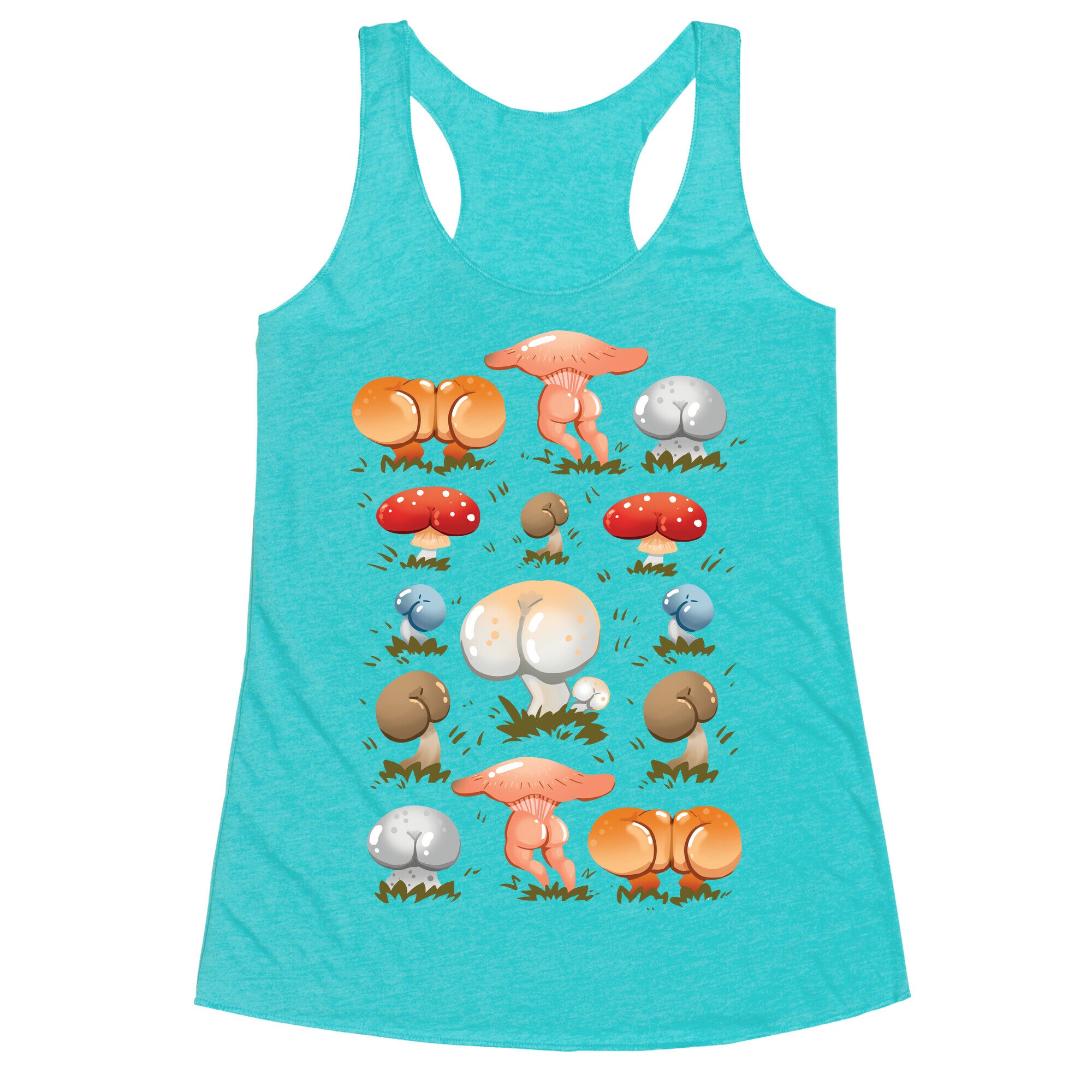 Butt Mushroom Pattern Racerback Tank