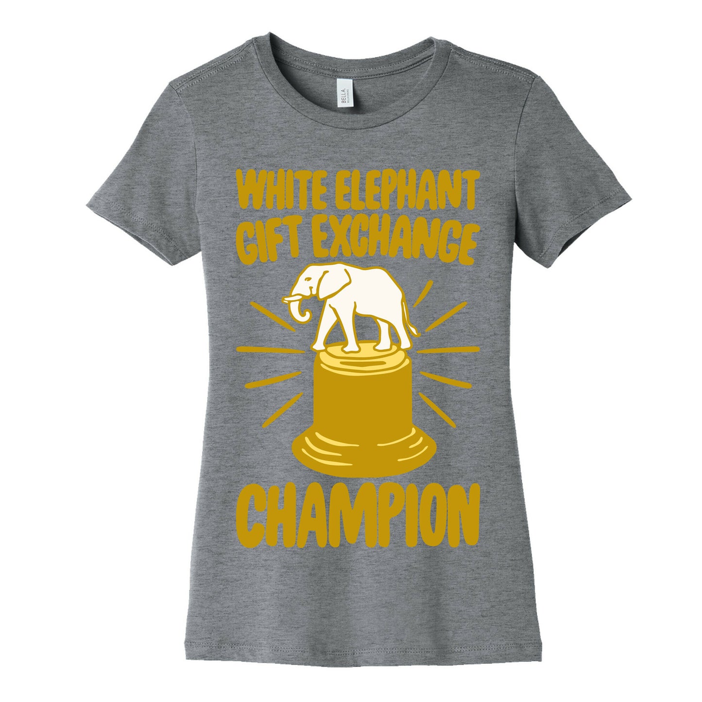 White Elephant Gift Exchange Champion White Print Women's Cotton Tee