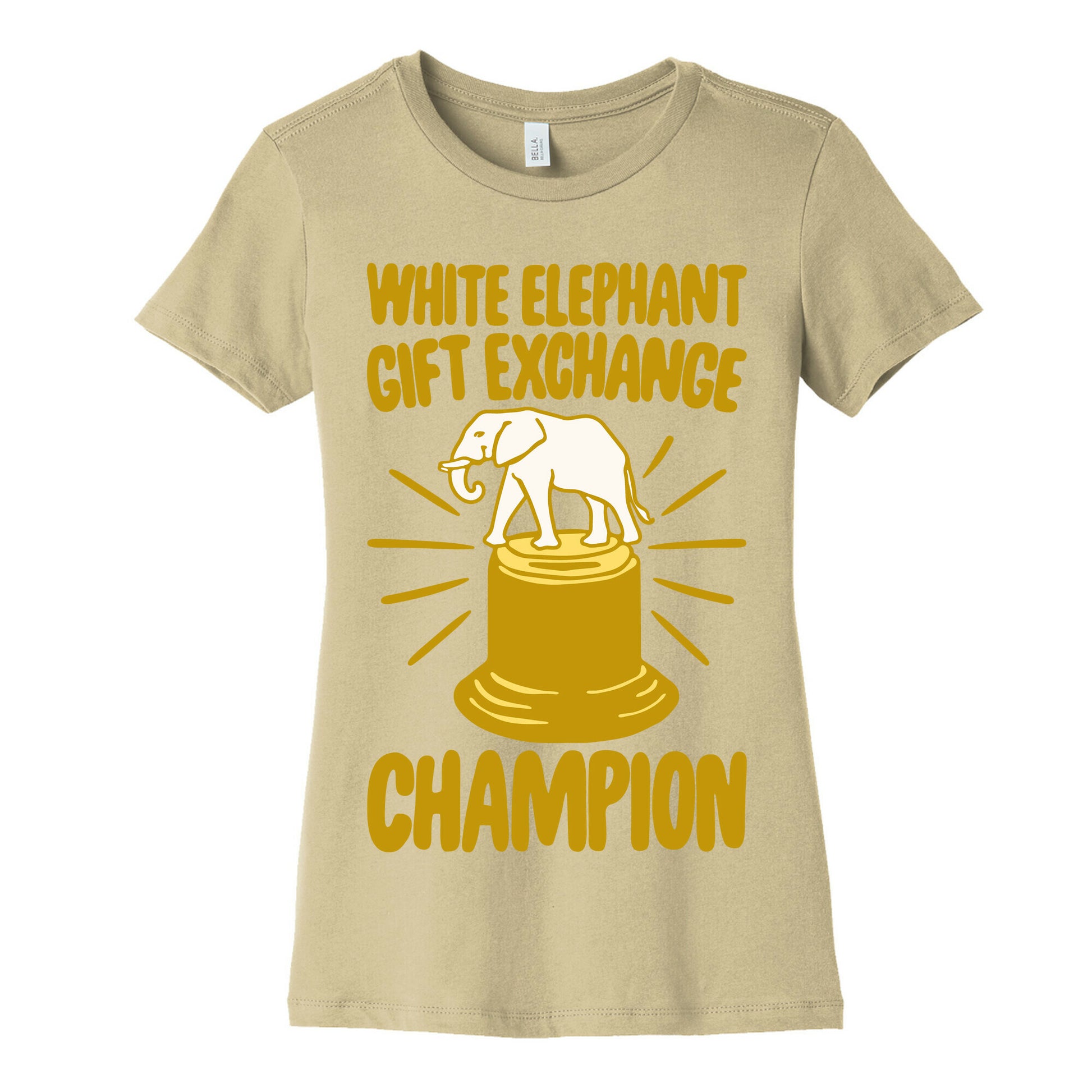 White Elephant Gift Exchange Champion White Print Women's Cotton Tee