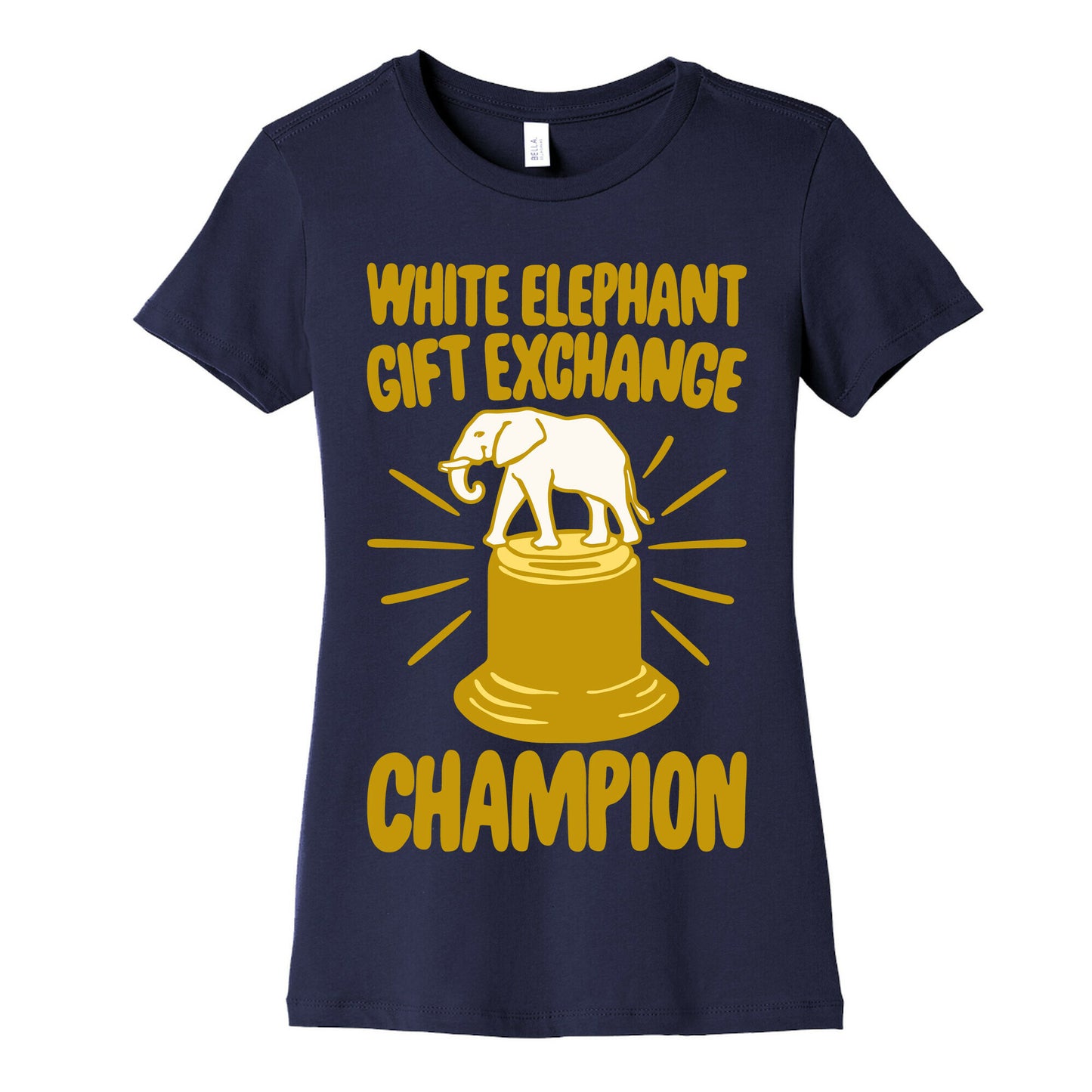 White Elephant Gift Exchange Champion White Print Women's Cotton Tee