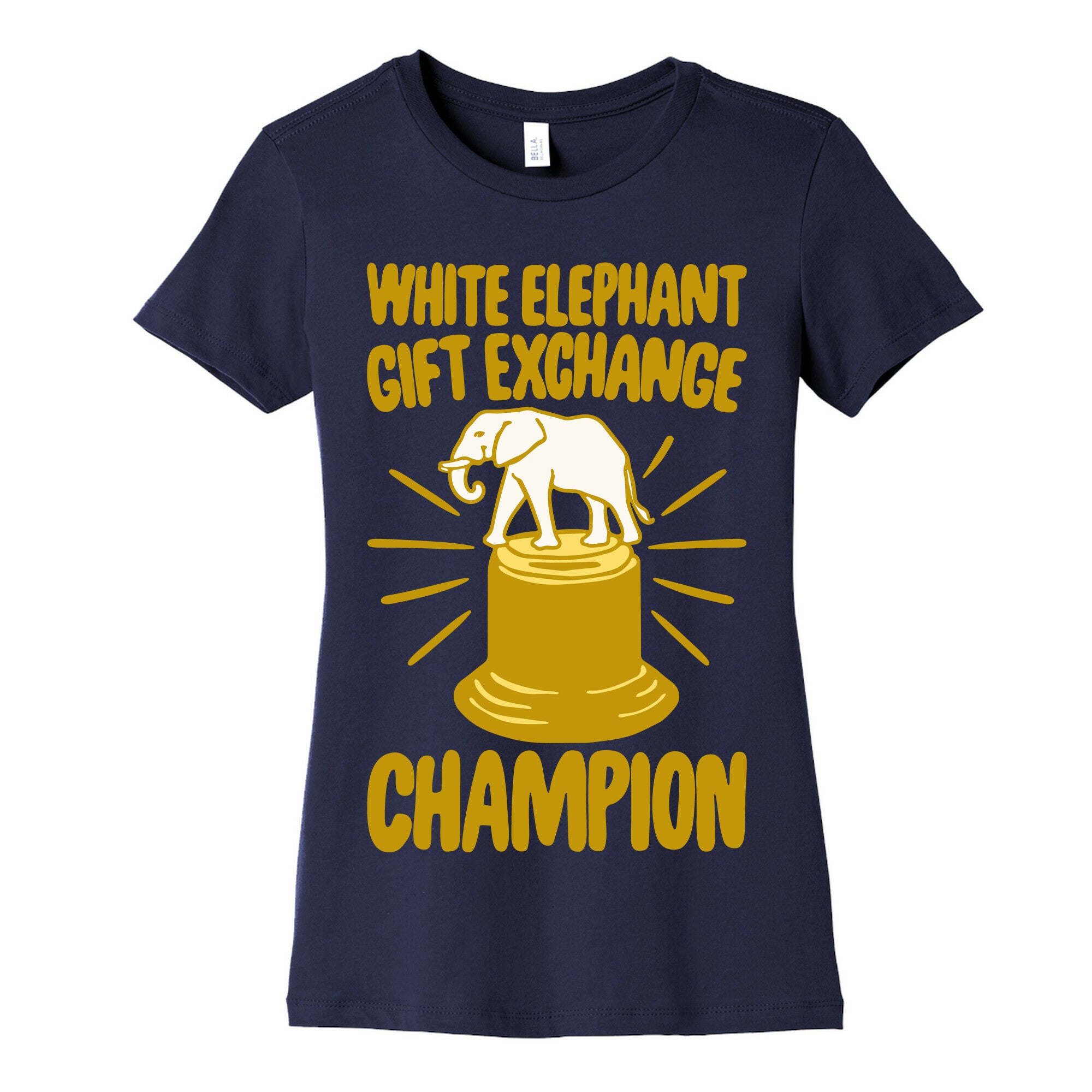 White Elephant Gift Exchange Champion White Print Women's Cotton Tee