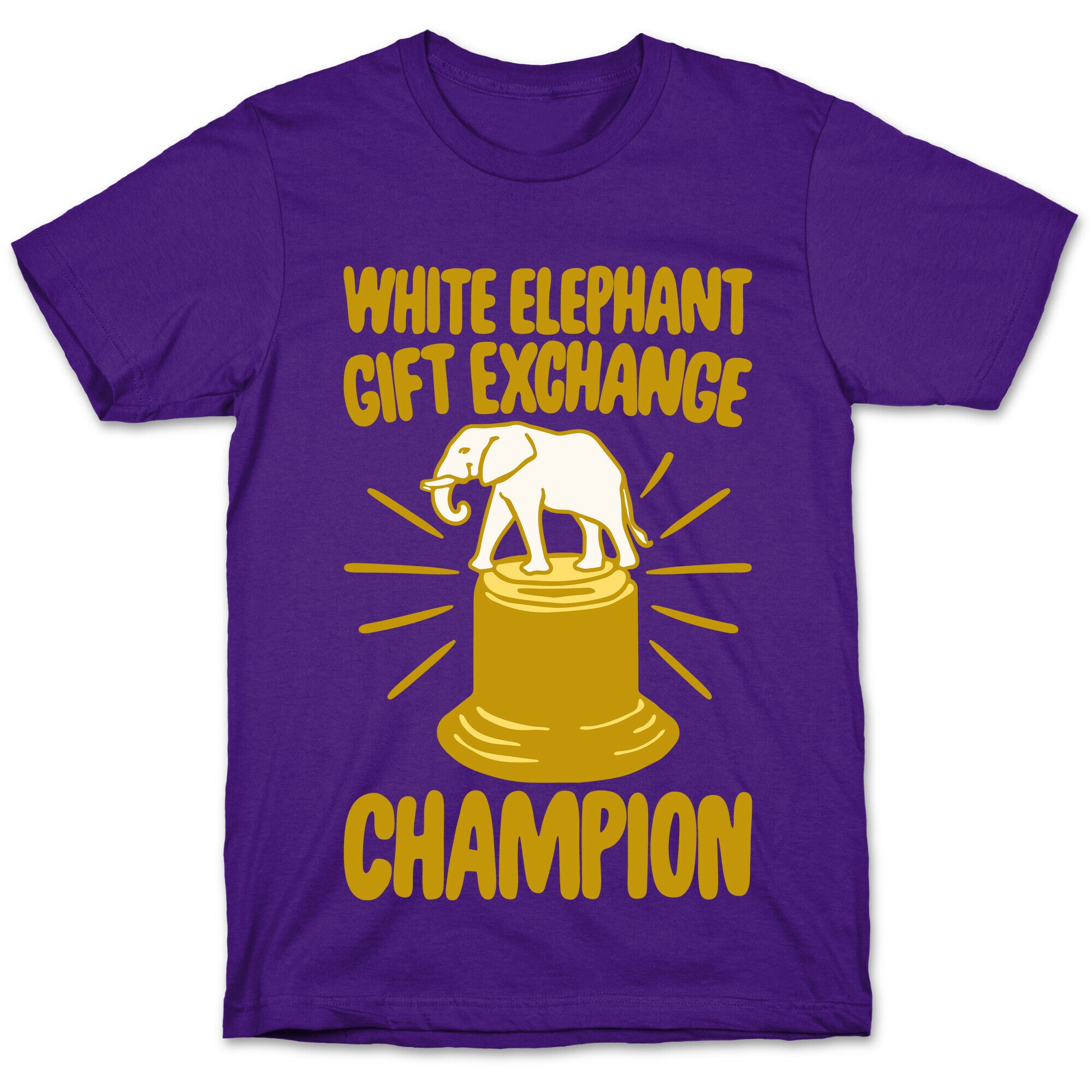 White Elephant Gift Exchange Champion White Print T-Shirt