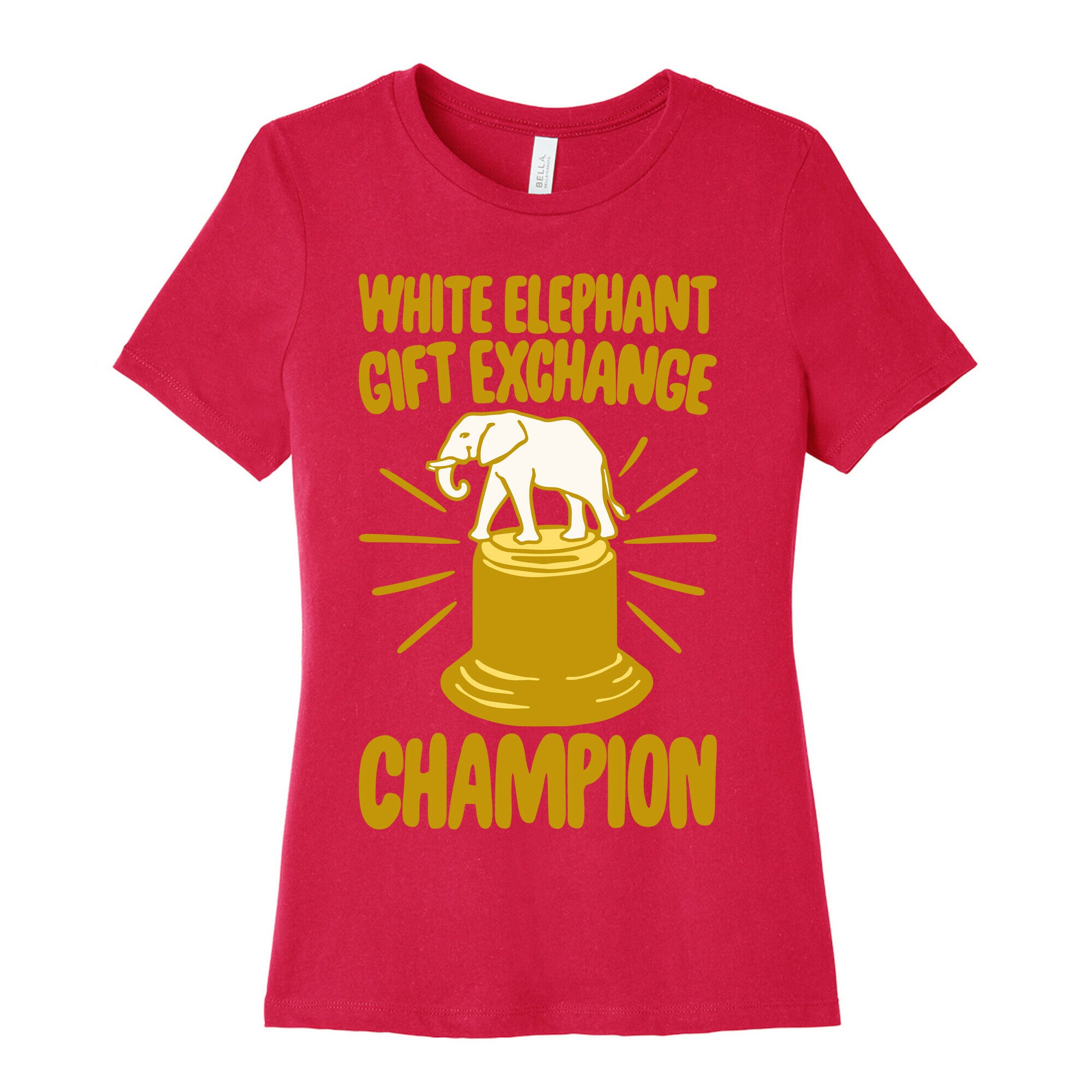 White Elephant Gift Exchange Champion White Print Women's Cotton Tee