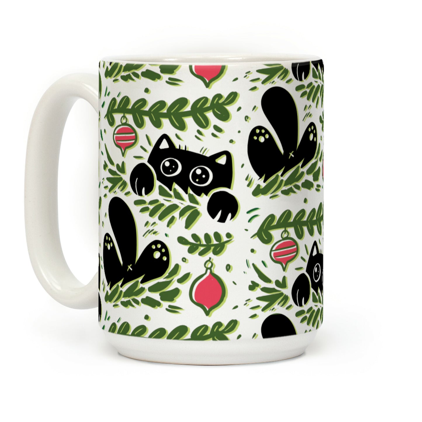 Cat In Christmas Tree Pattern Coffee Mug