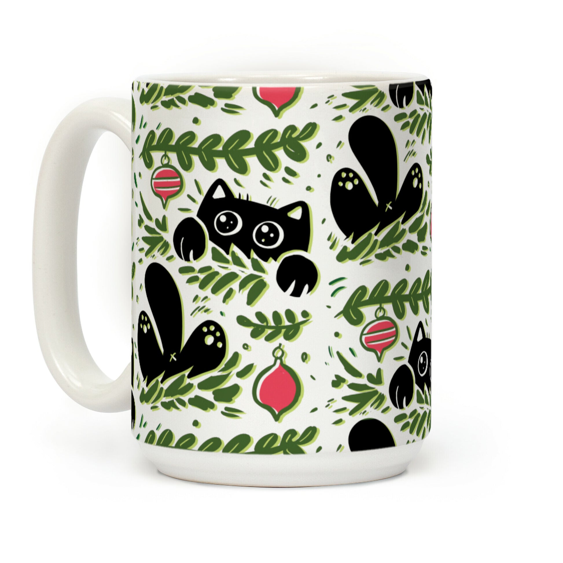 Cat In Christmas Tree Pattern Coffee Mug