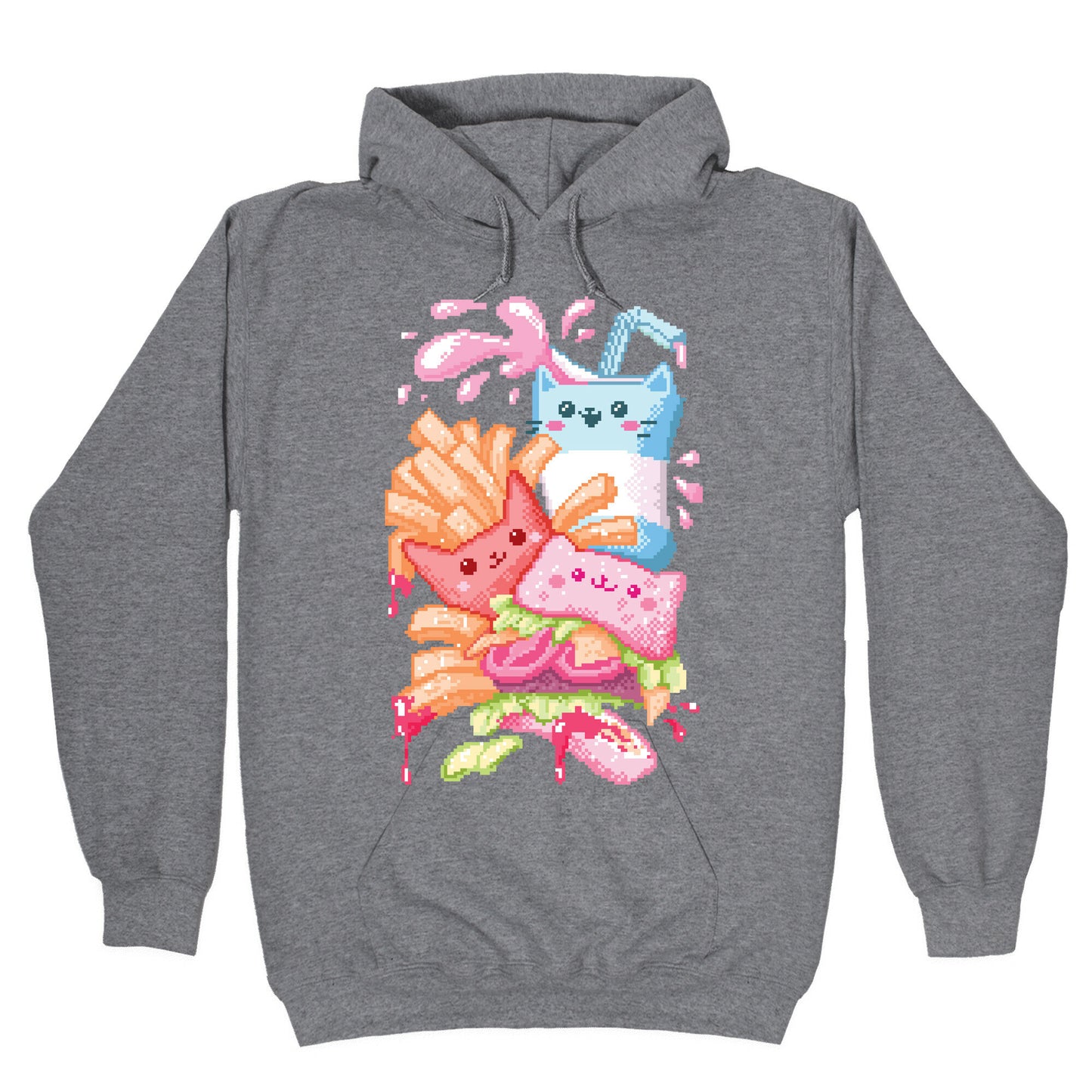 Purrger and fries Pixel Art Hoodie