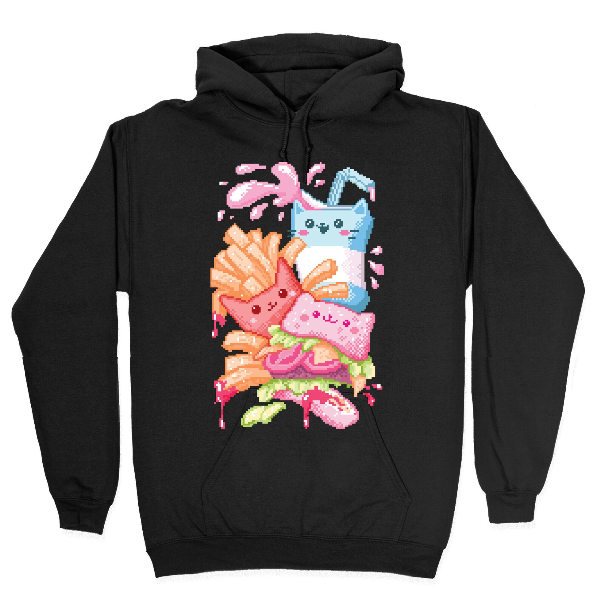 Purrger and fries Pixel Art Hoodie