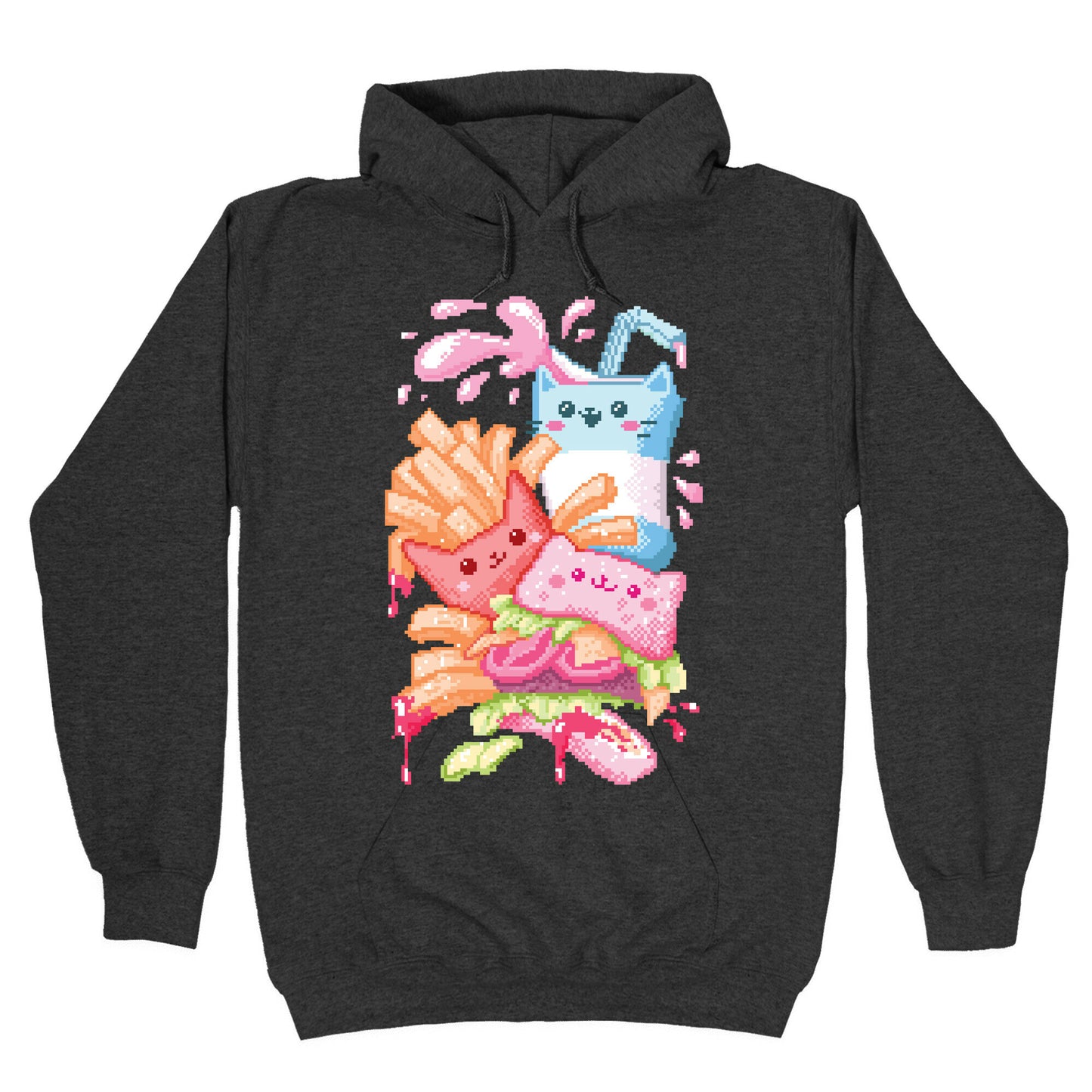Purrger and fries Pixel Art Hoodie