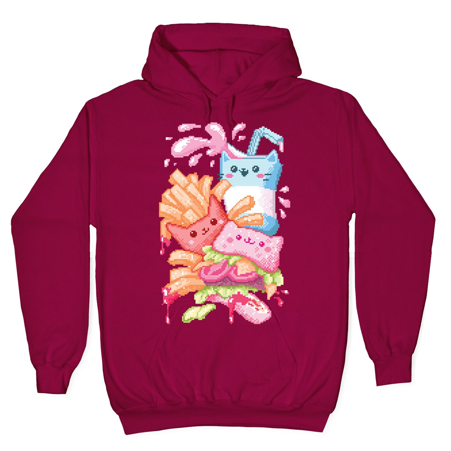 Purrger and fries Pixel Art Hoodie