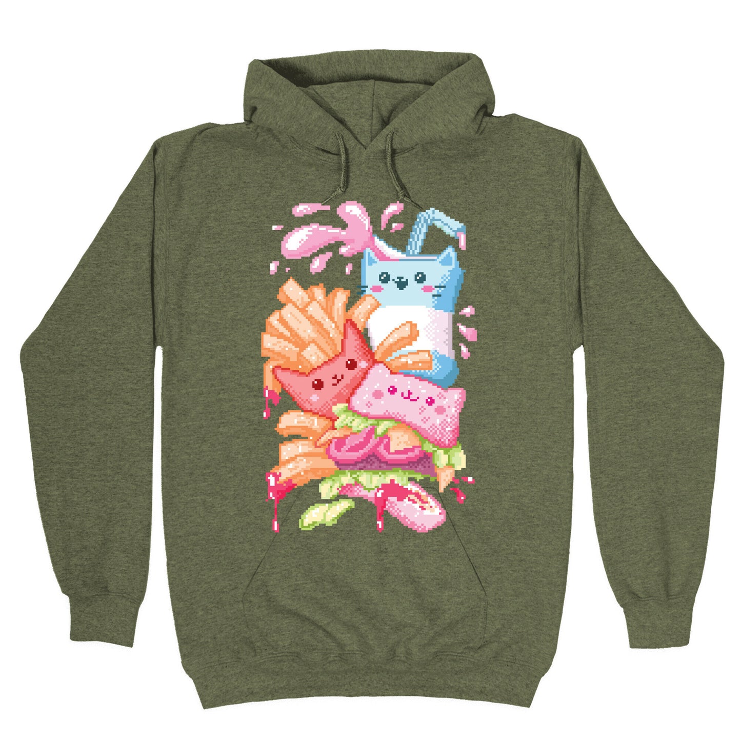 Purrger and fries Pixel Art Hoodie
